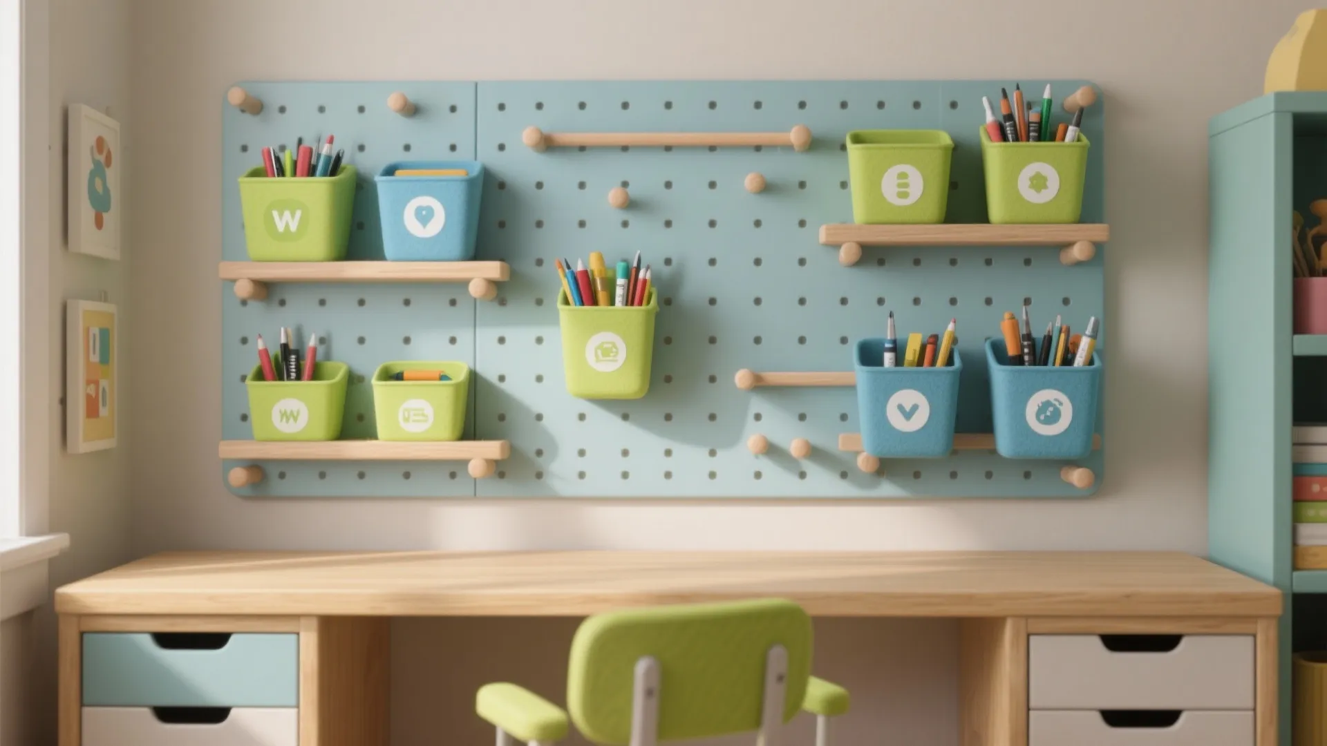 Idea 2: Vertical storage that clears the desk