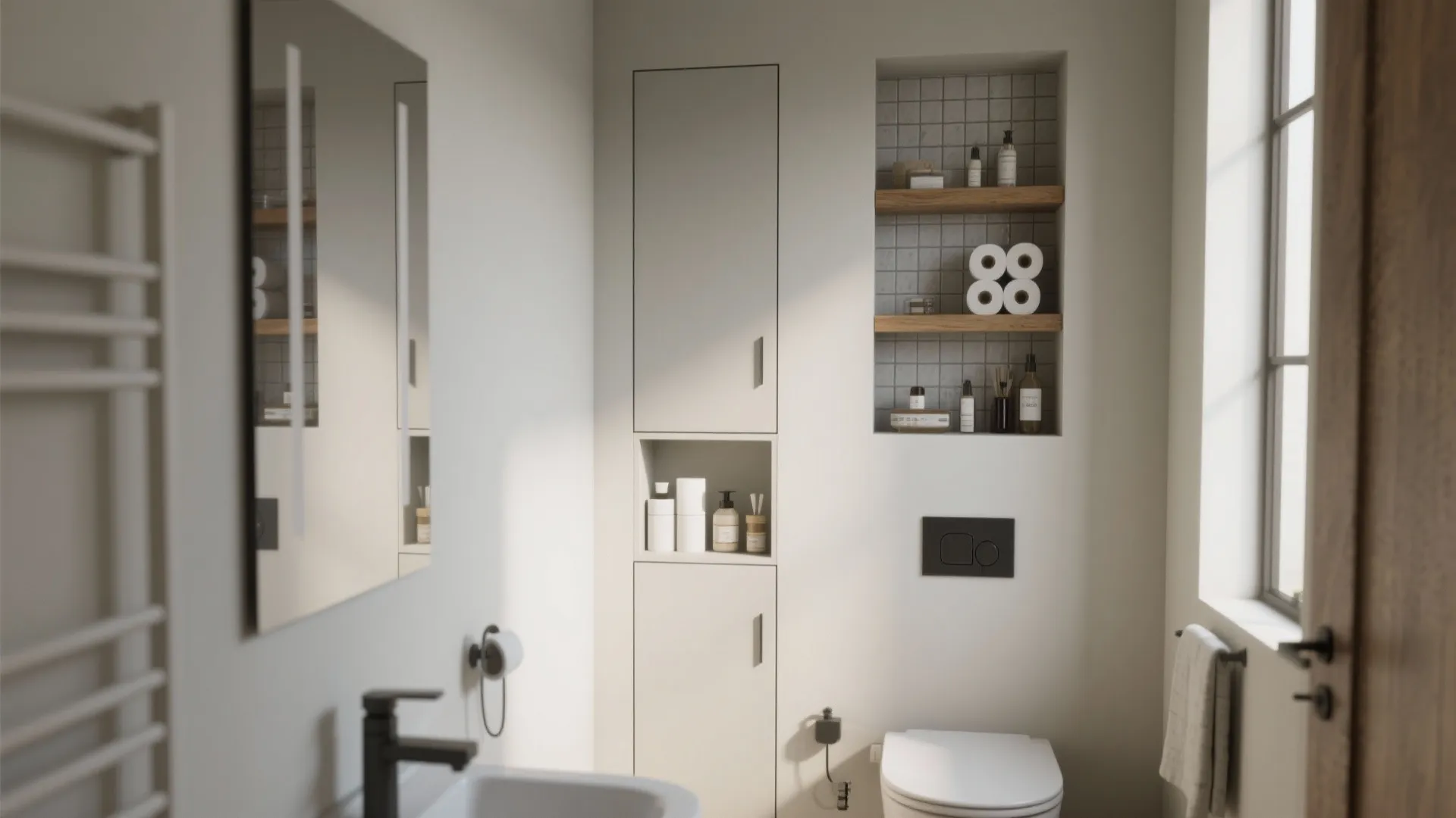 3. Vertical storage and recessed niches