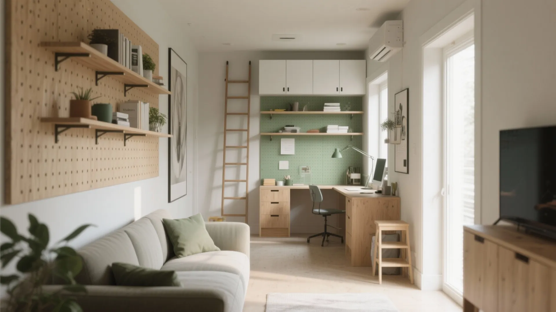 3. Go vertical: shelving, pegboards and overhead storage