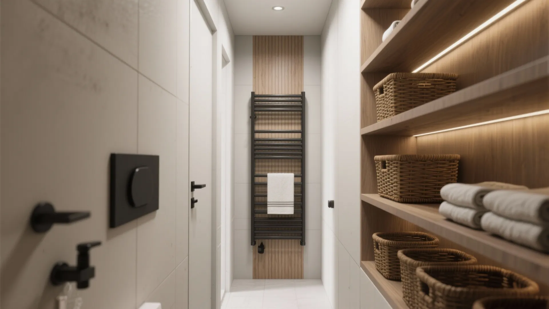 4. Vertical storage and towel radiators