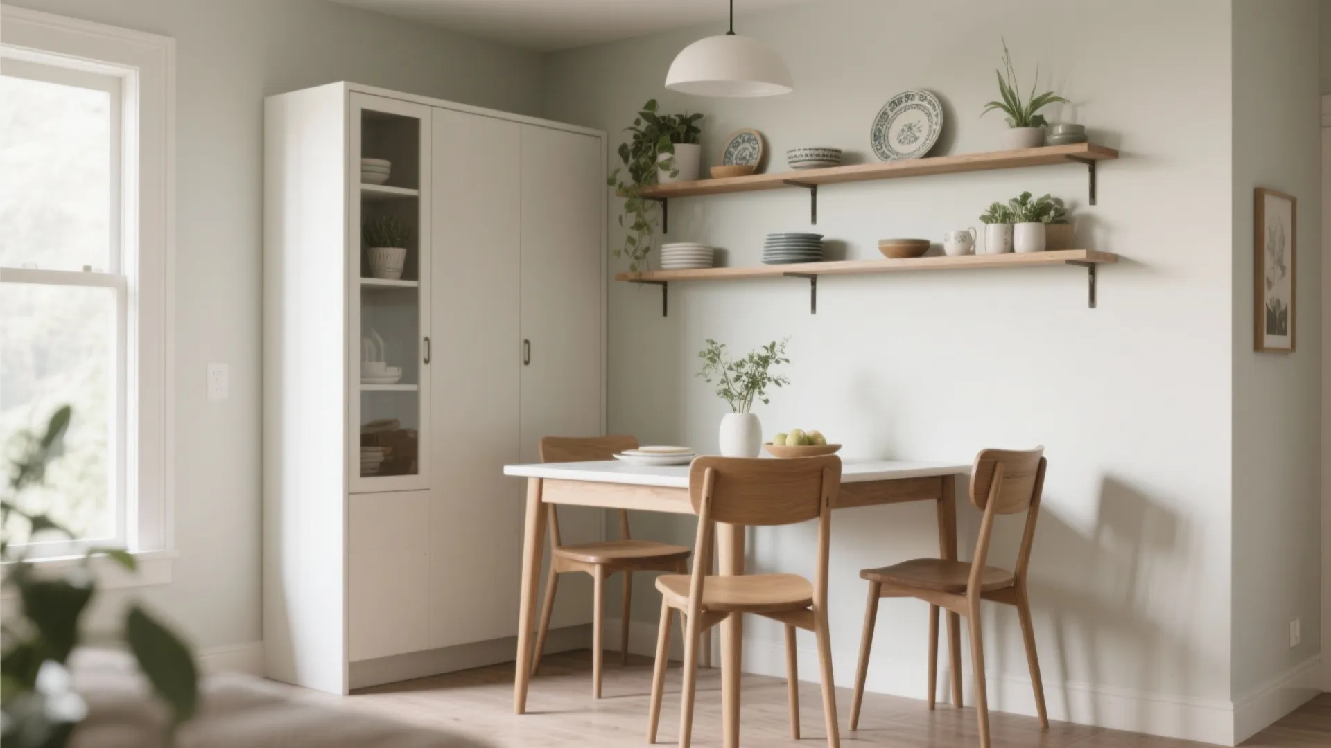 3. Lean vertical storage behind the set