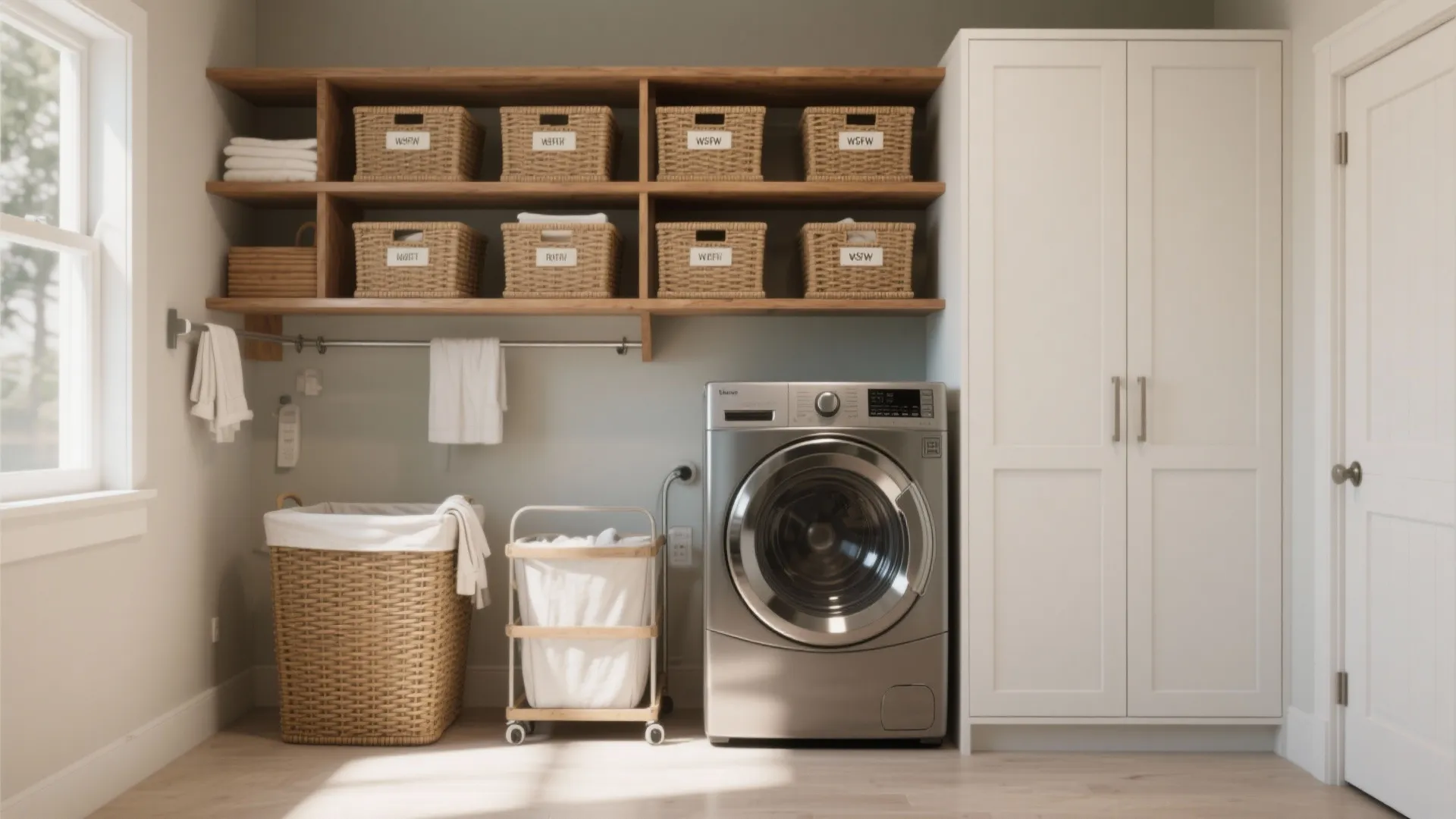 3. Use vertical storage and clever baskets for sorting