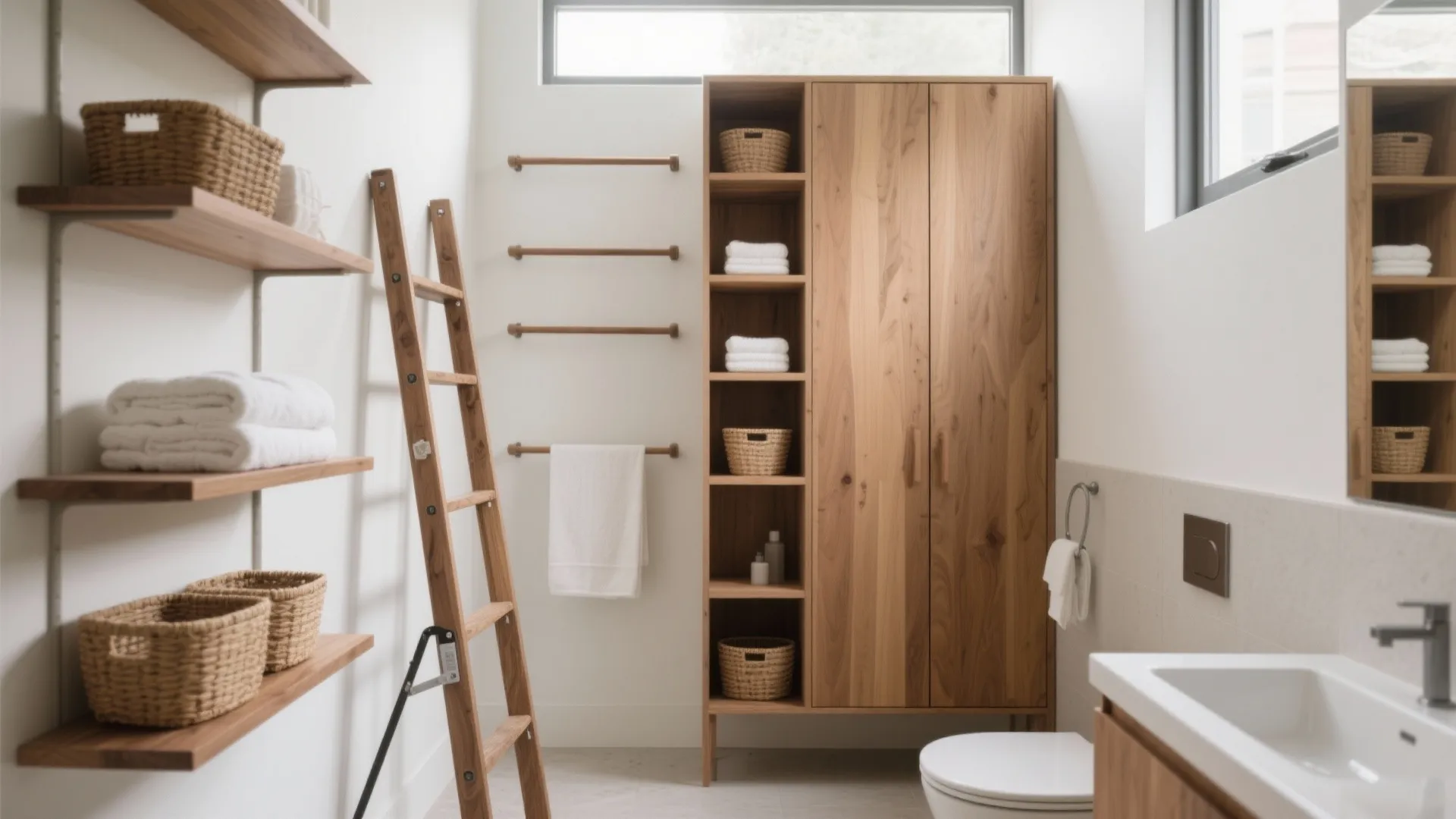 1. Go vertical: shelves, rails, and tall cabinets