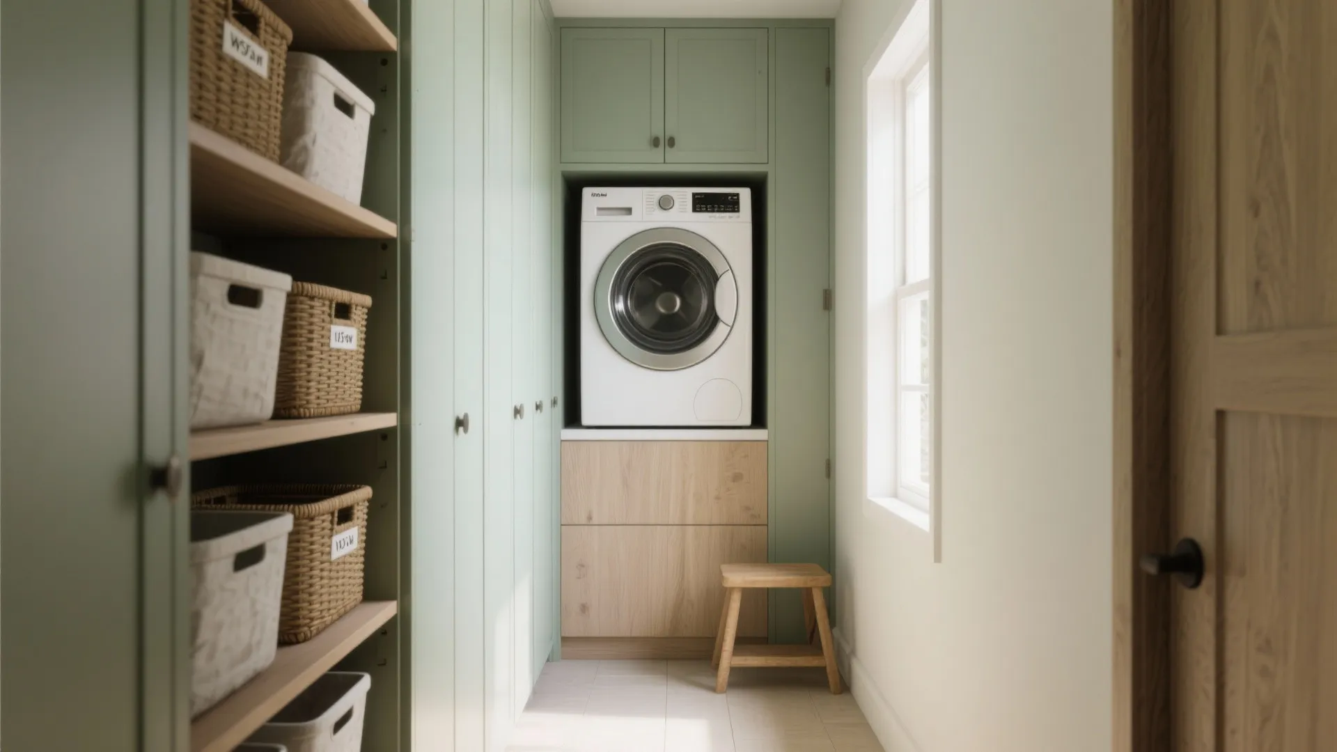 1. Vertical storage + open shelving