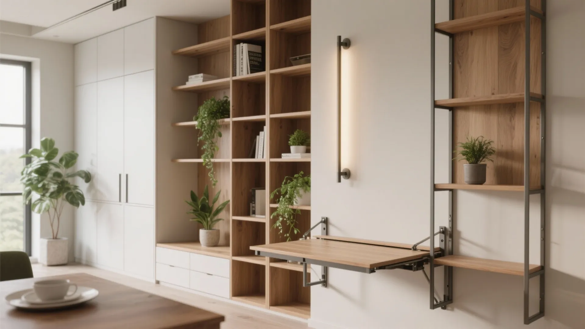 4. Go vertical with storage and seating