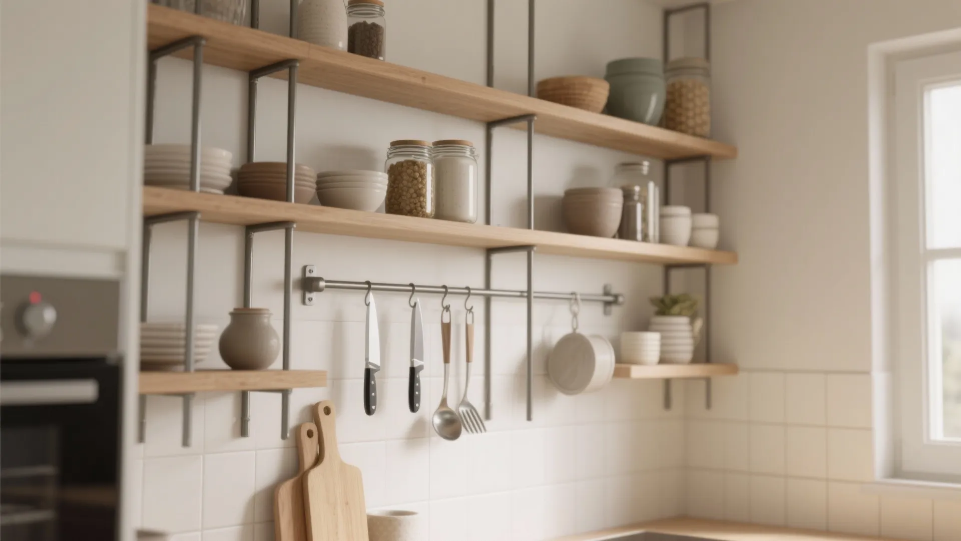 1. Go vertical: shelving, rails and magnetic strips