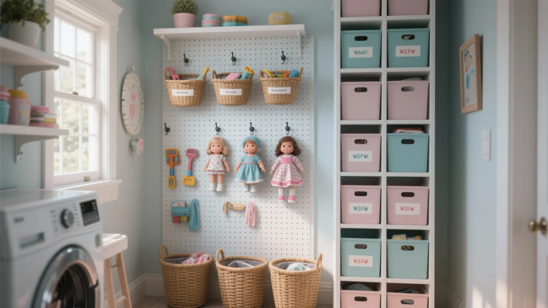 4. Vertical Storage: Pegboards, Cubbies, and Hanging Baskets