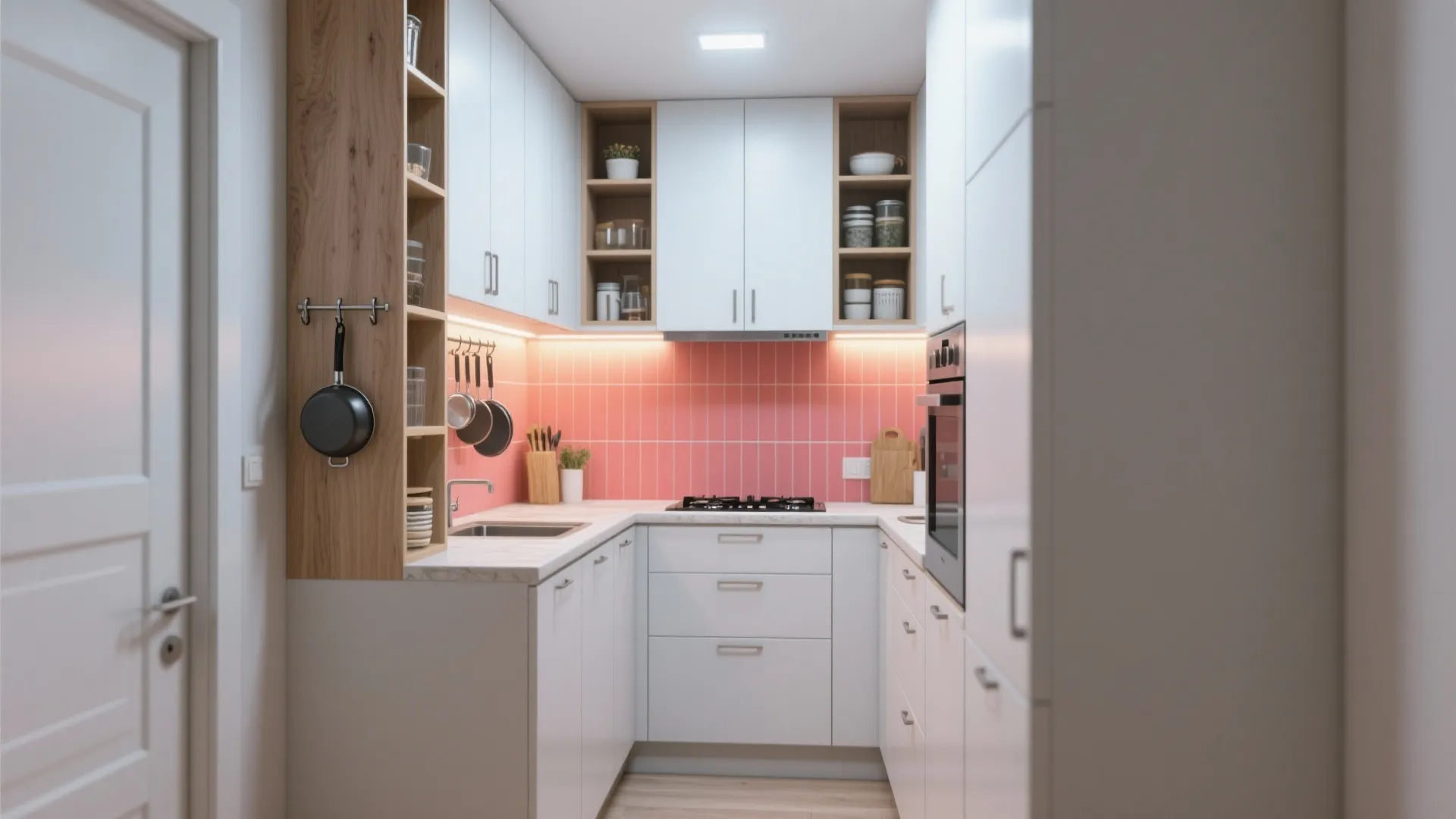 5. Vertical storage and light finishes