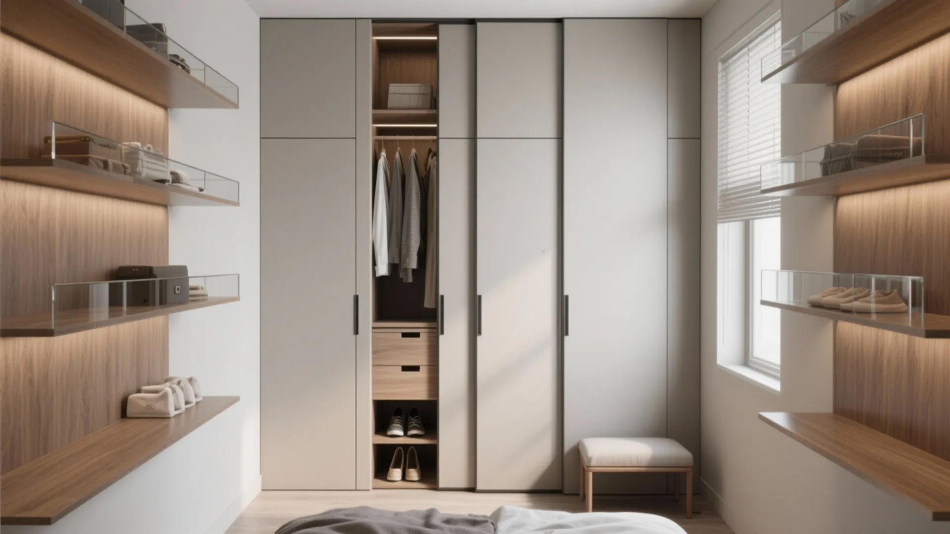 2. Go vertical with shelving and wardrobes