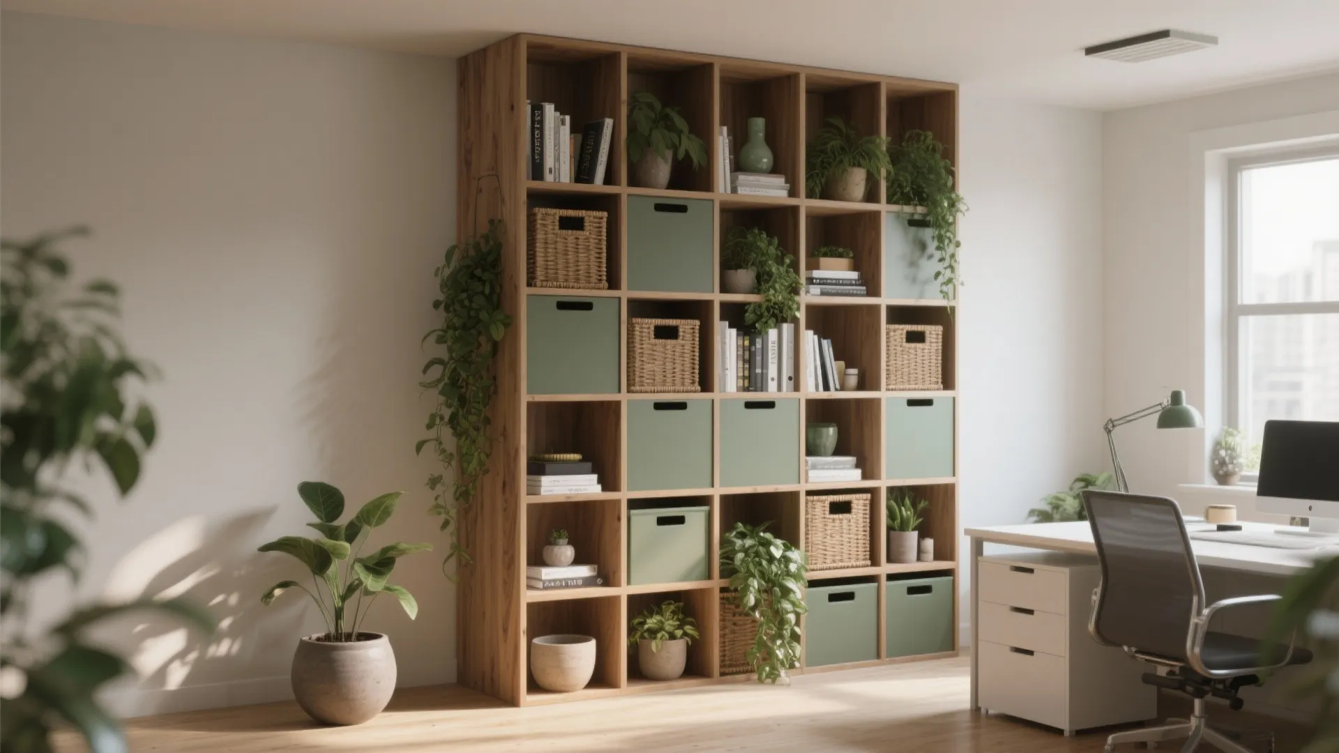 1. Vertical storage that becomes décor