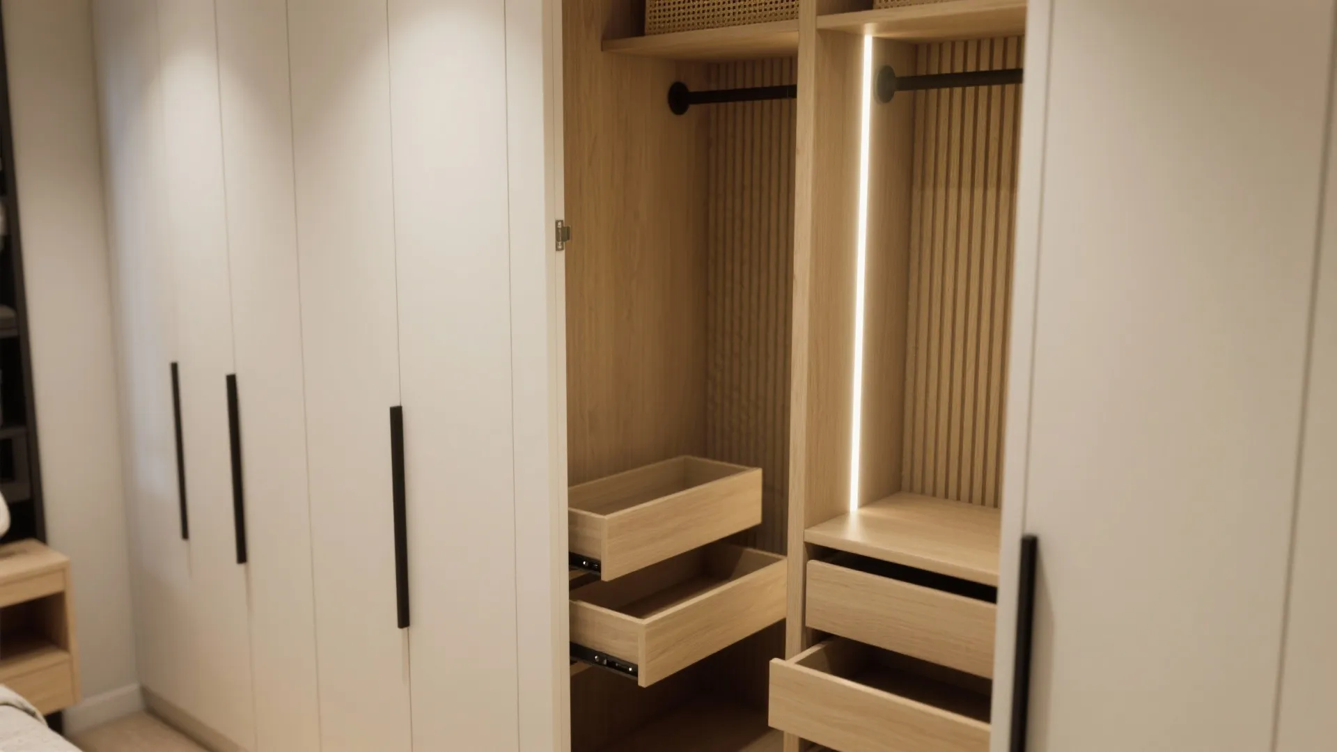 4) Vertical storage and calm-as-clutter control