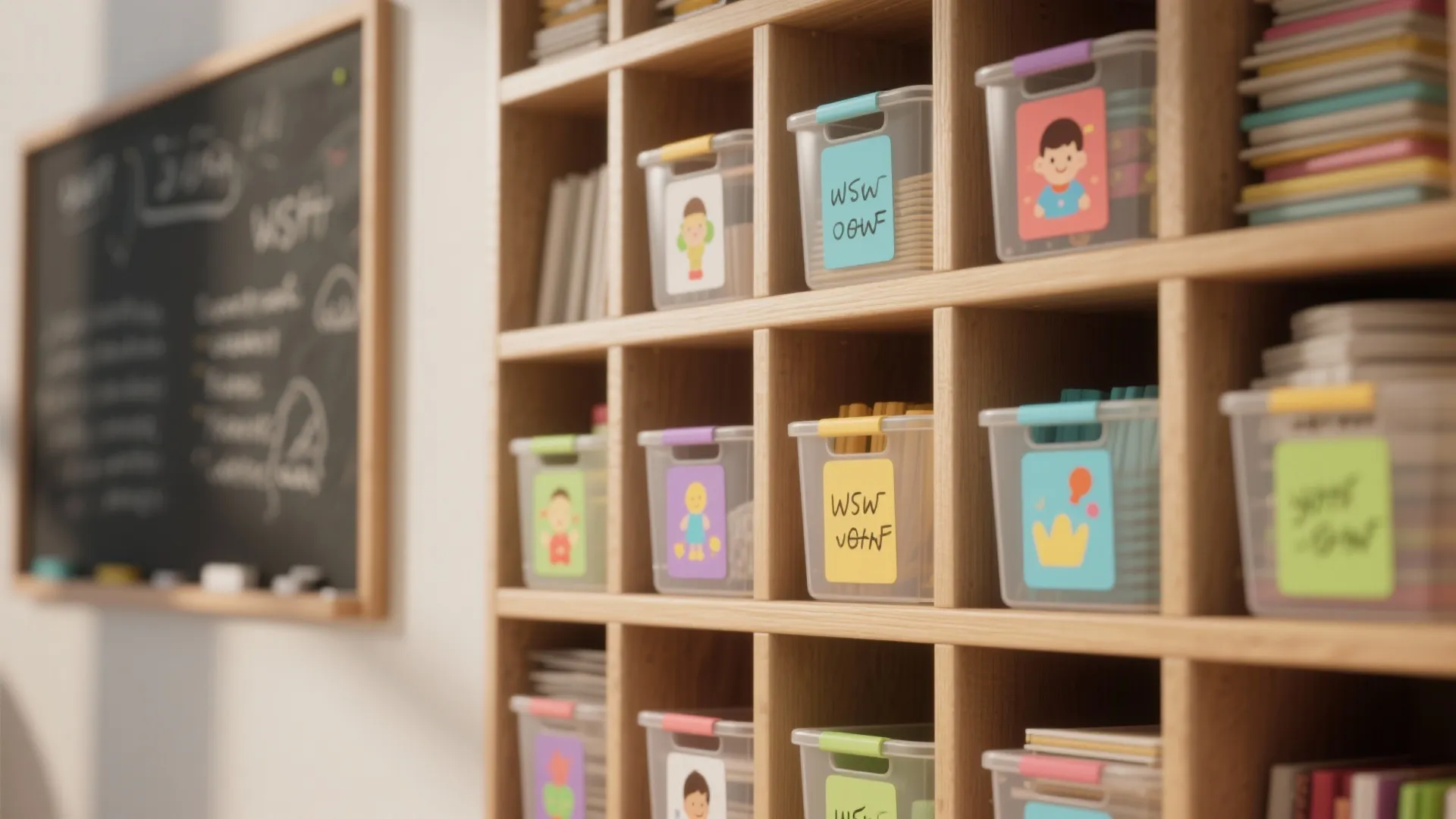 2. Use vertical storage and clear labeling