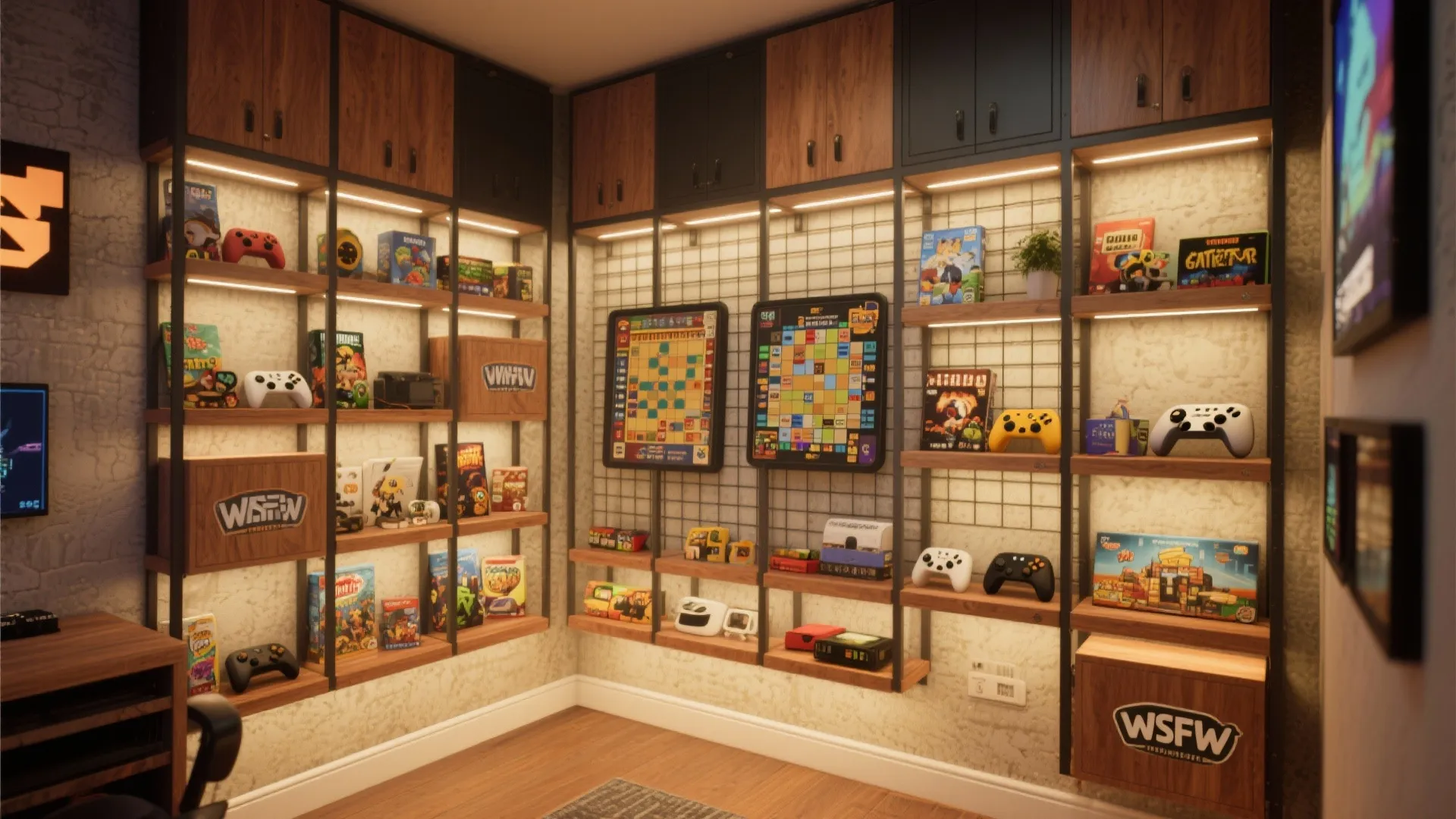 2. Vertical game storage and display wall