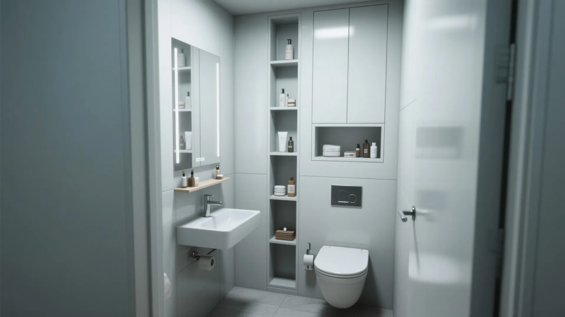 3. Use vertical storage and narrow basins