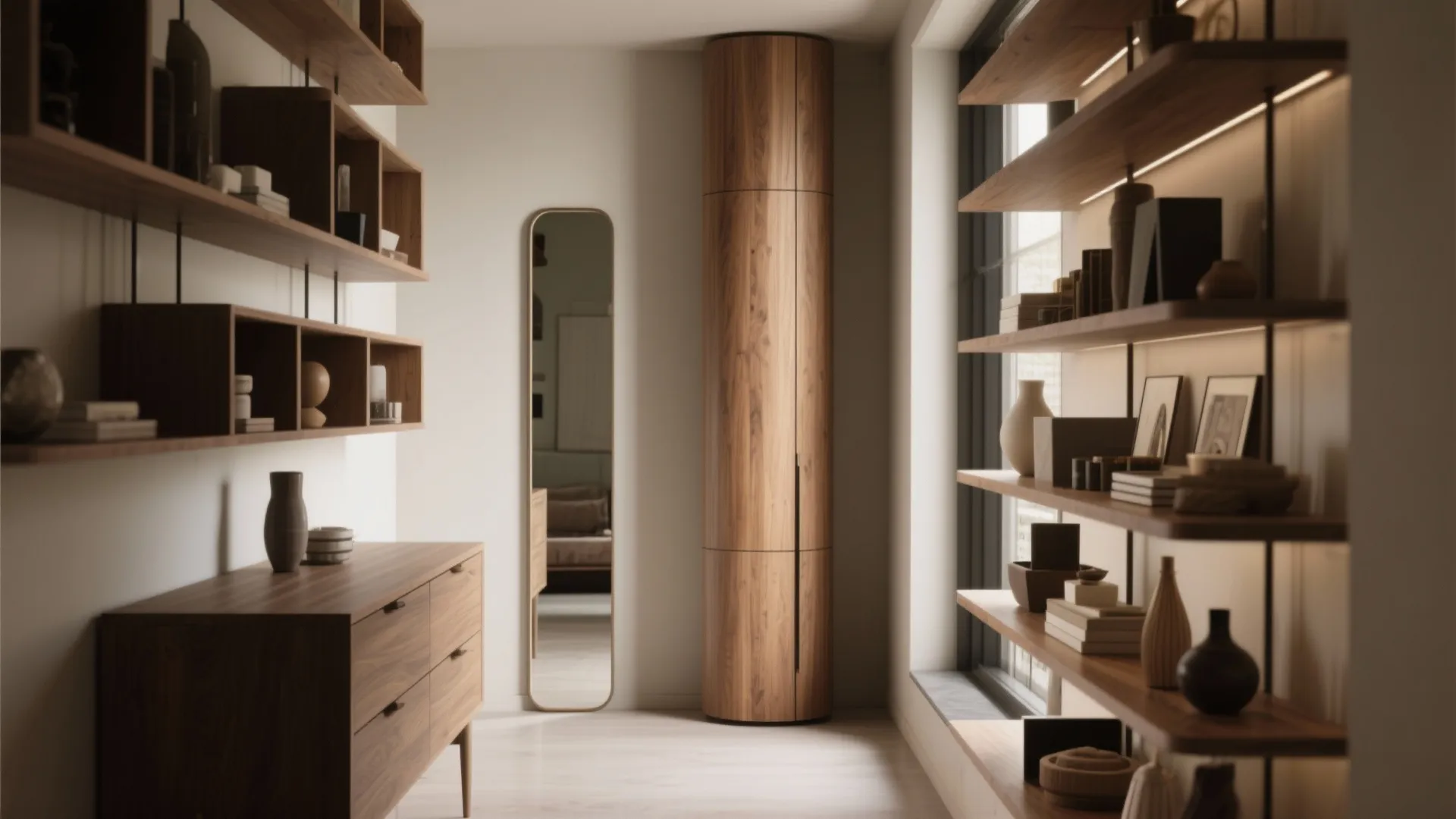 2. Vertical storage and sculptural shelving