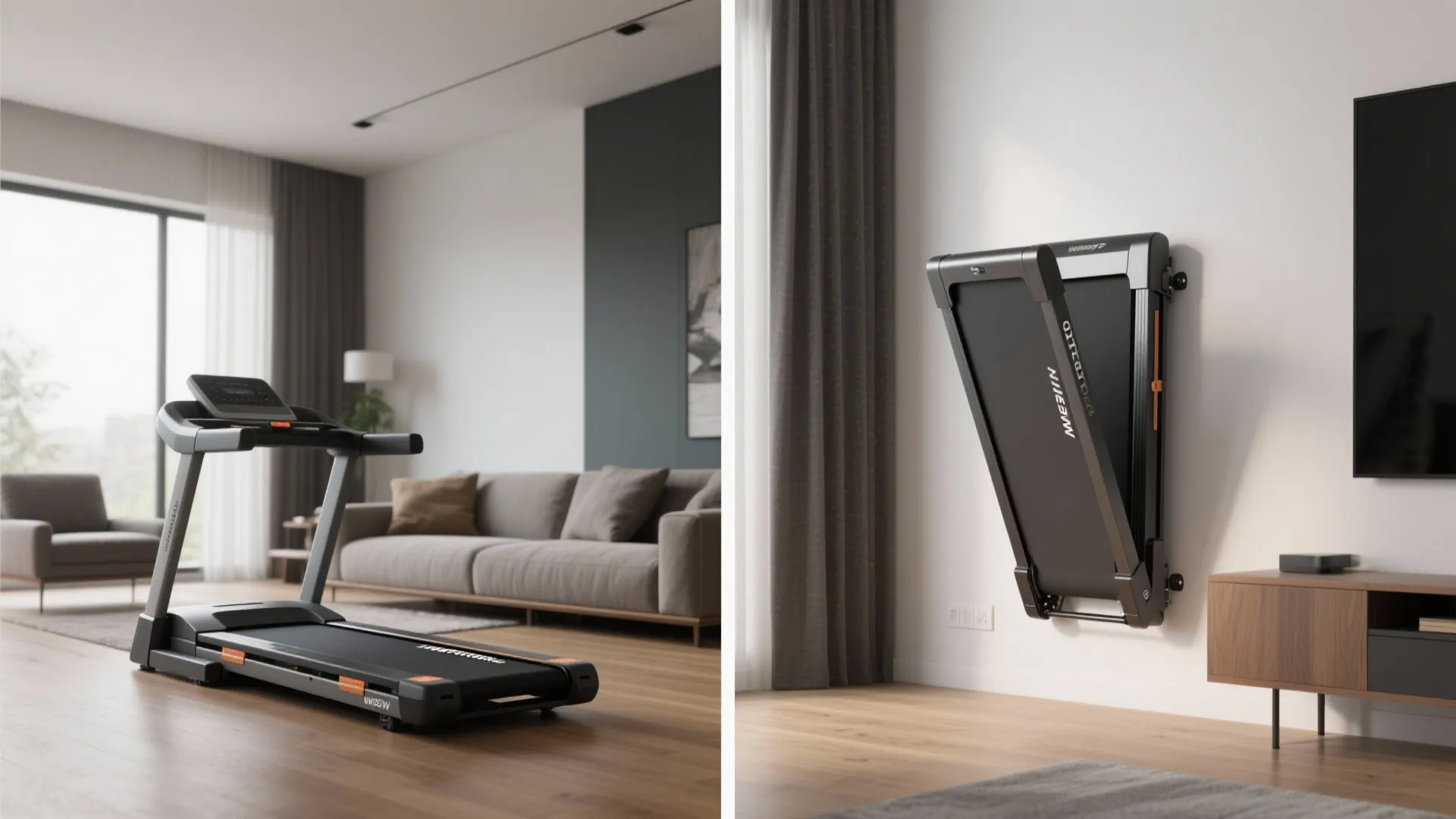5. Vertical-storage treadmills and wall-mounted designs
