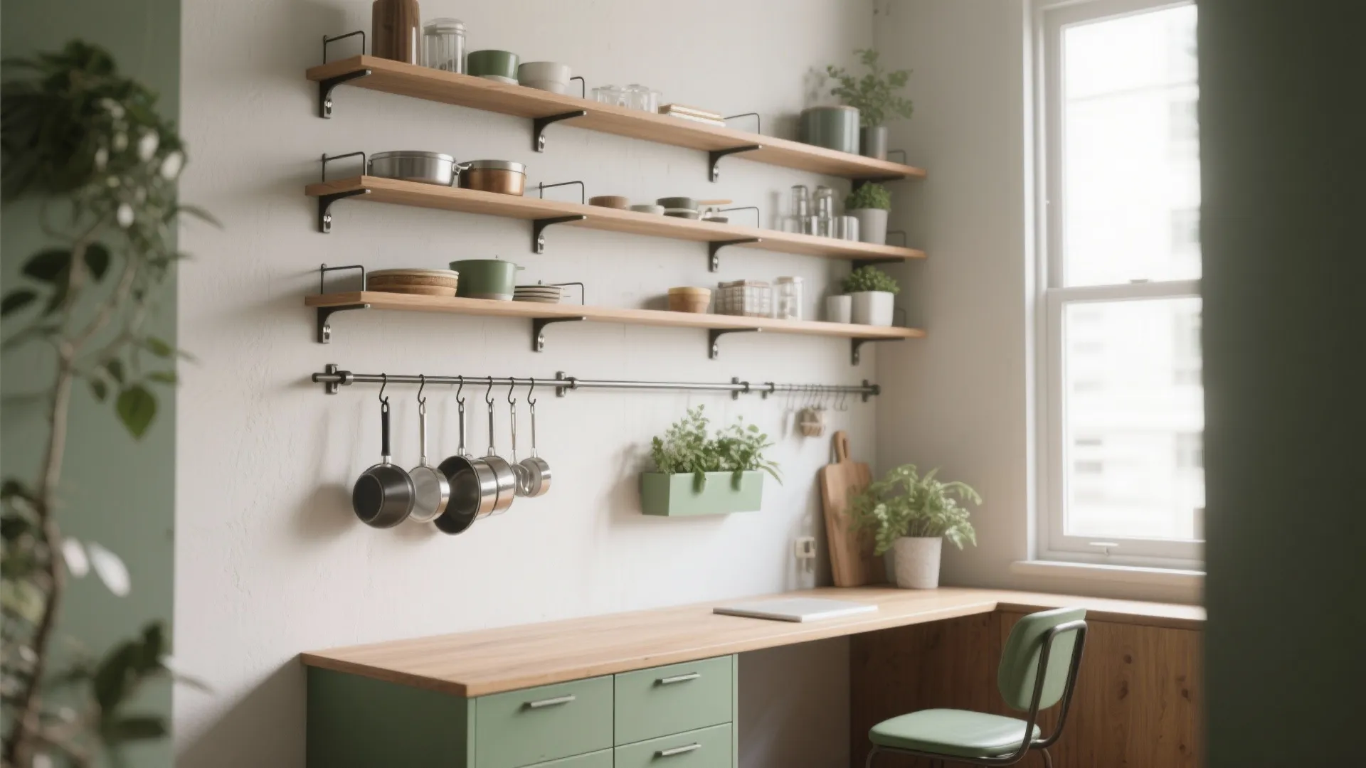 2. Go vertical: shelves, rails, and floating zones