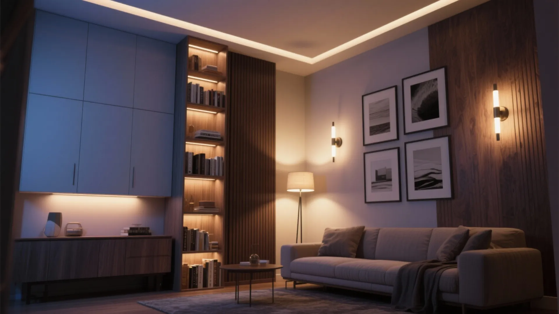 4. Go vertical: storage, art, and lighting