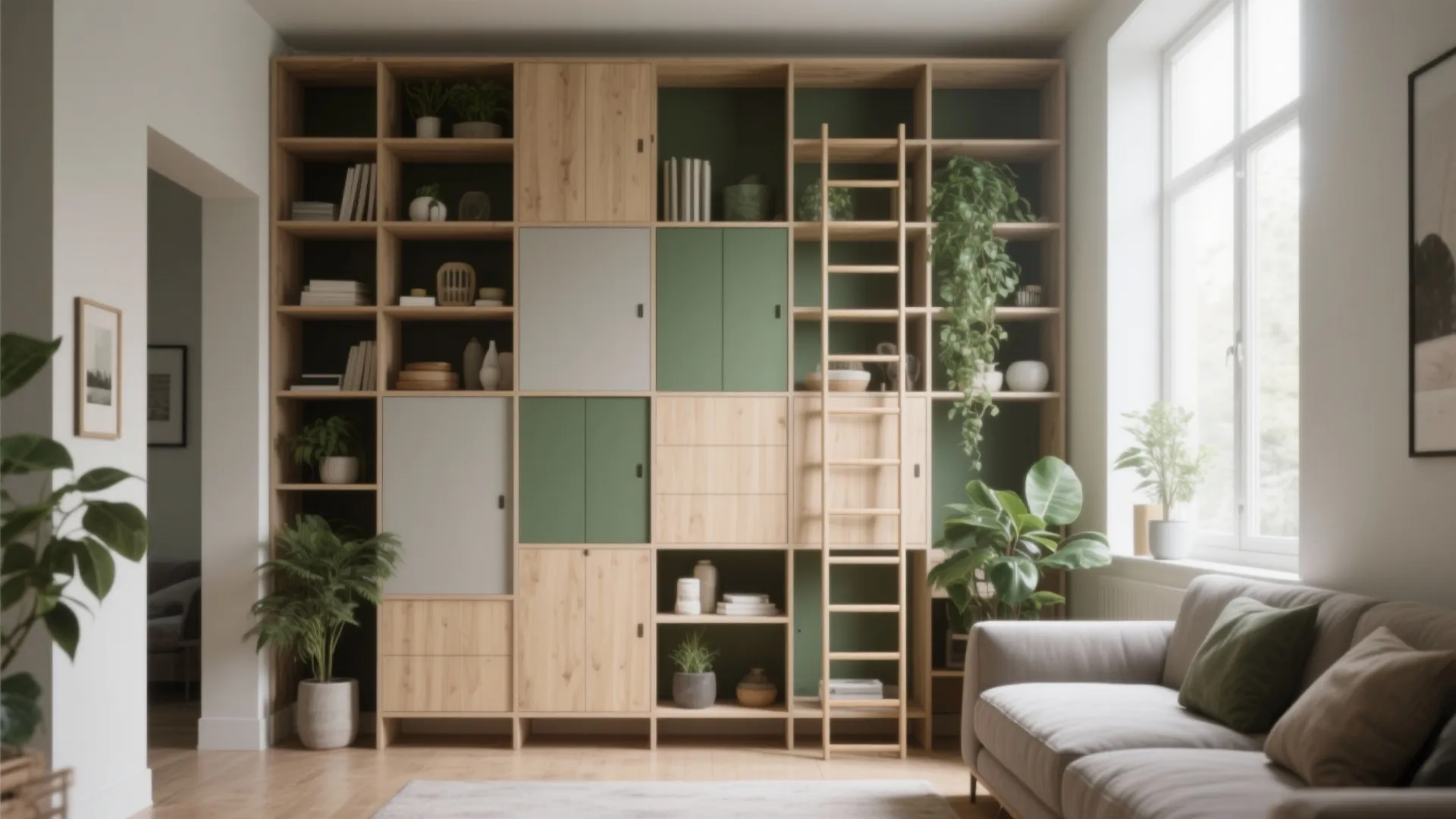 2. Vertical storage and modular shelving