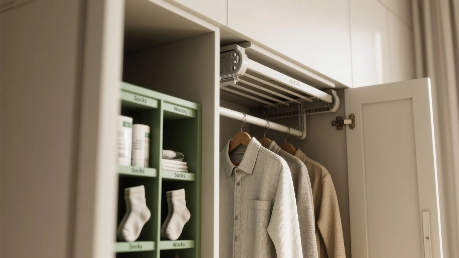 4. Use vertical storage and hidden hanging