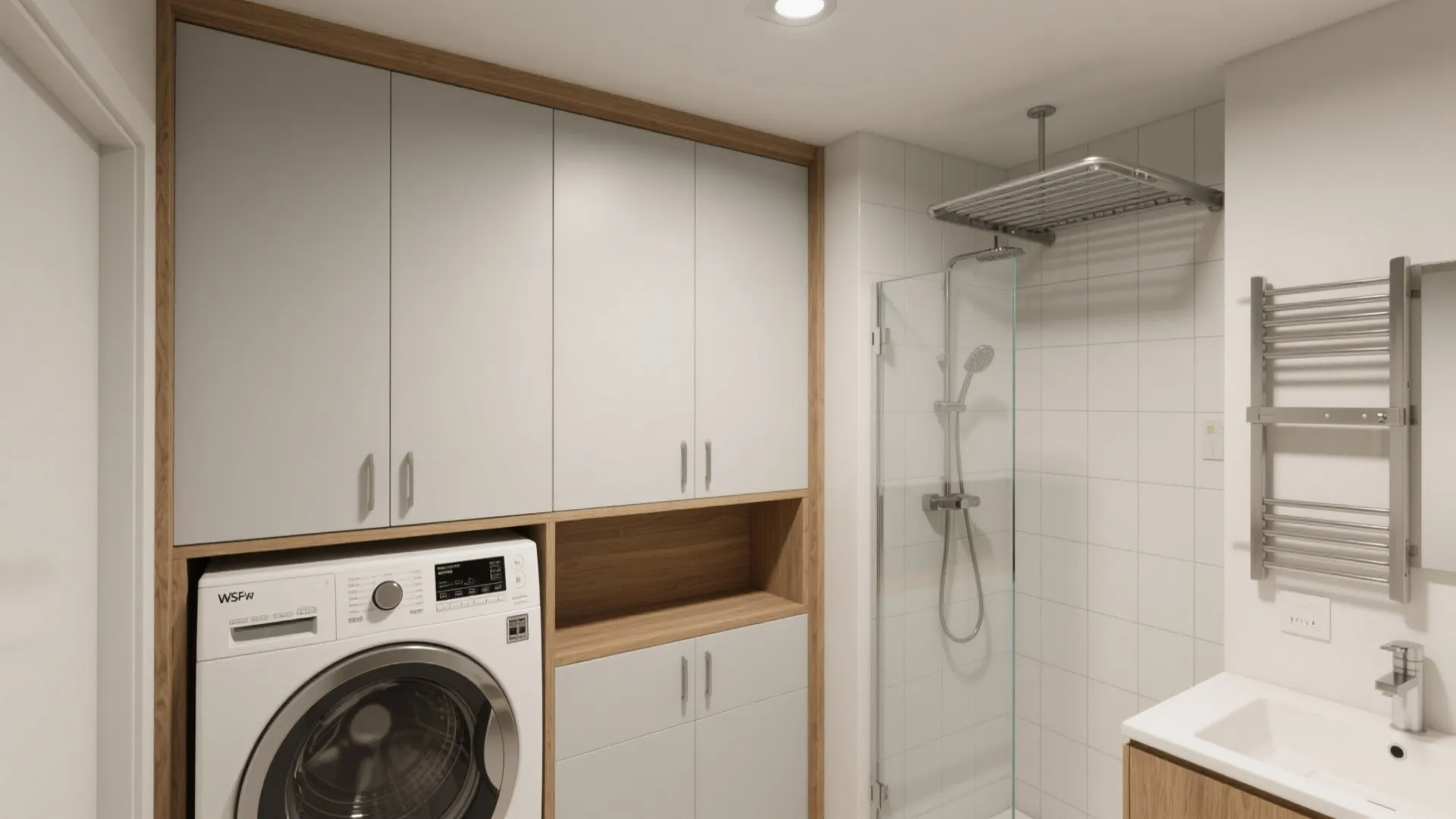 Vertical storage that works as splash guard and sound buffer