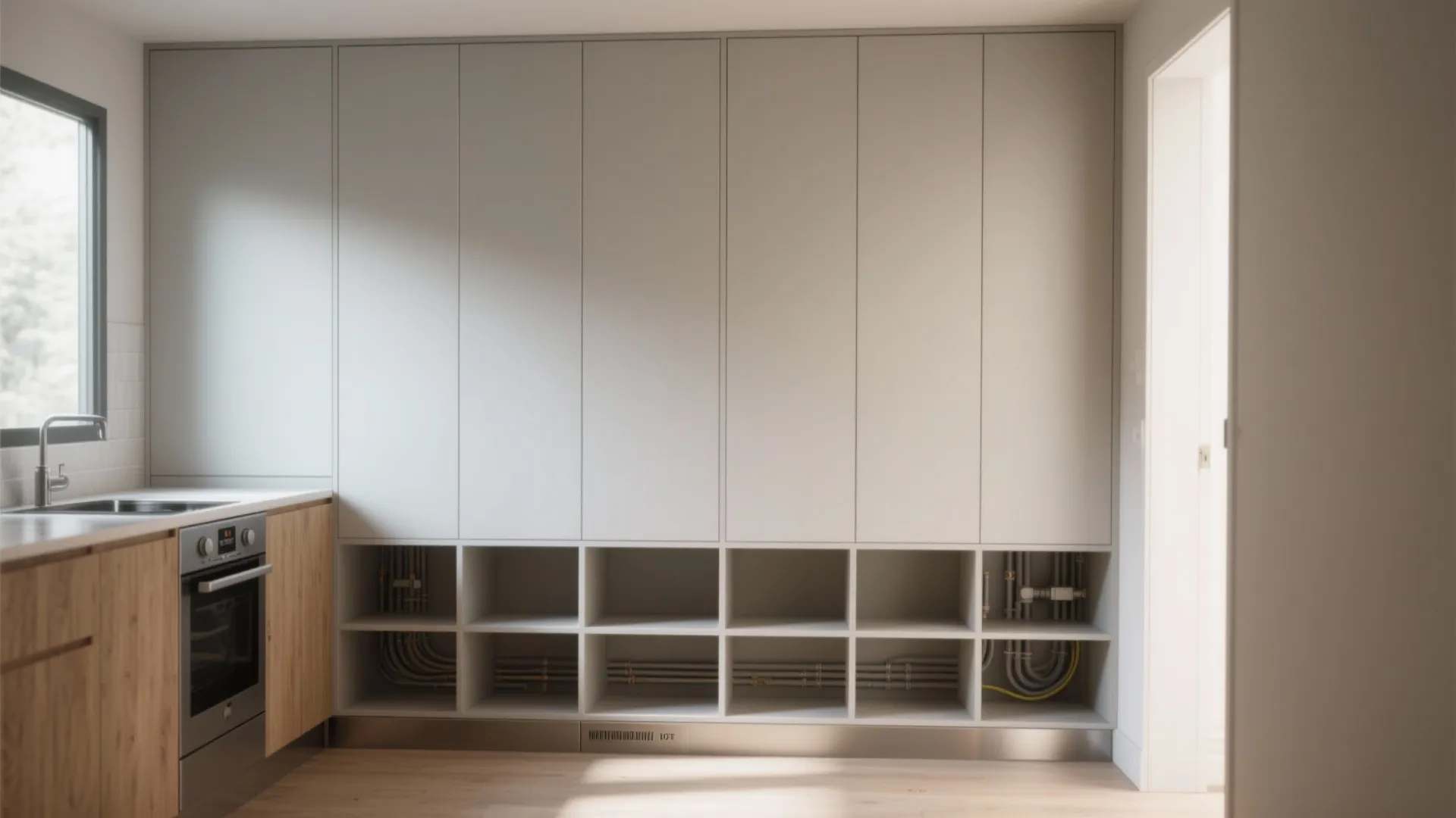 3. Vertical storage and closed shelving