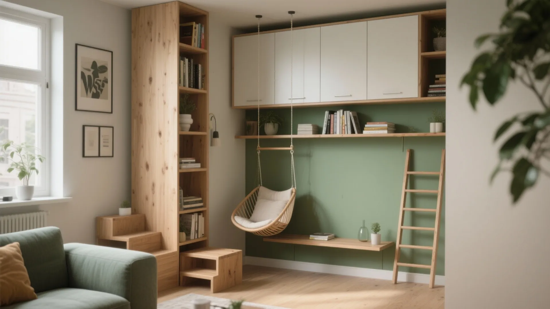 4. Go vertical with storage and seating