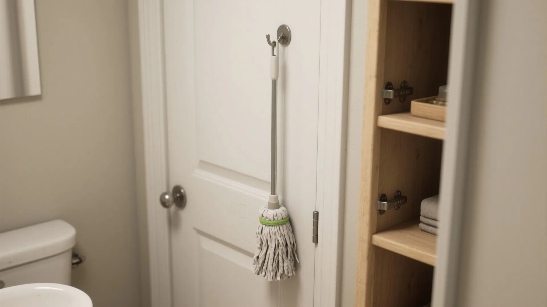 2. Store vertically on the back of a door or inside a slim cabinet