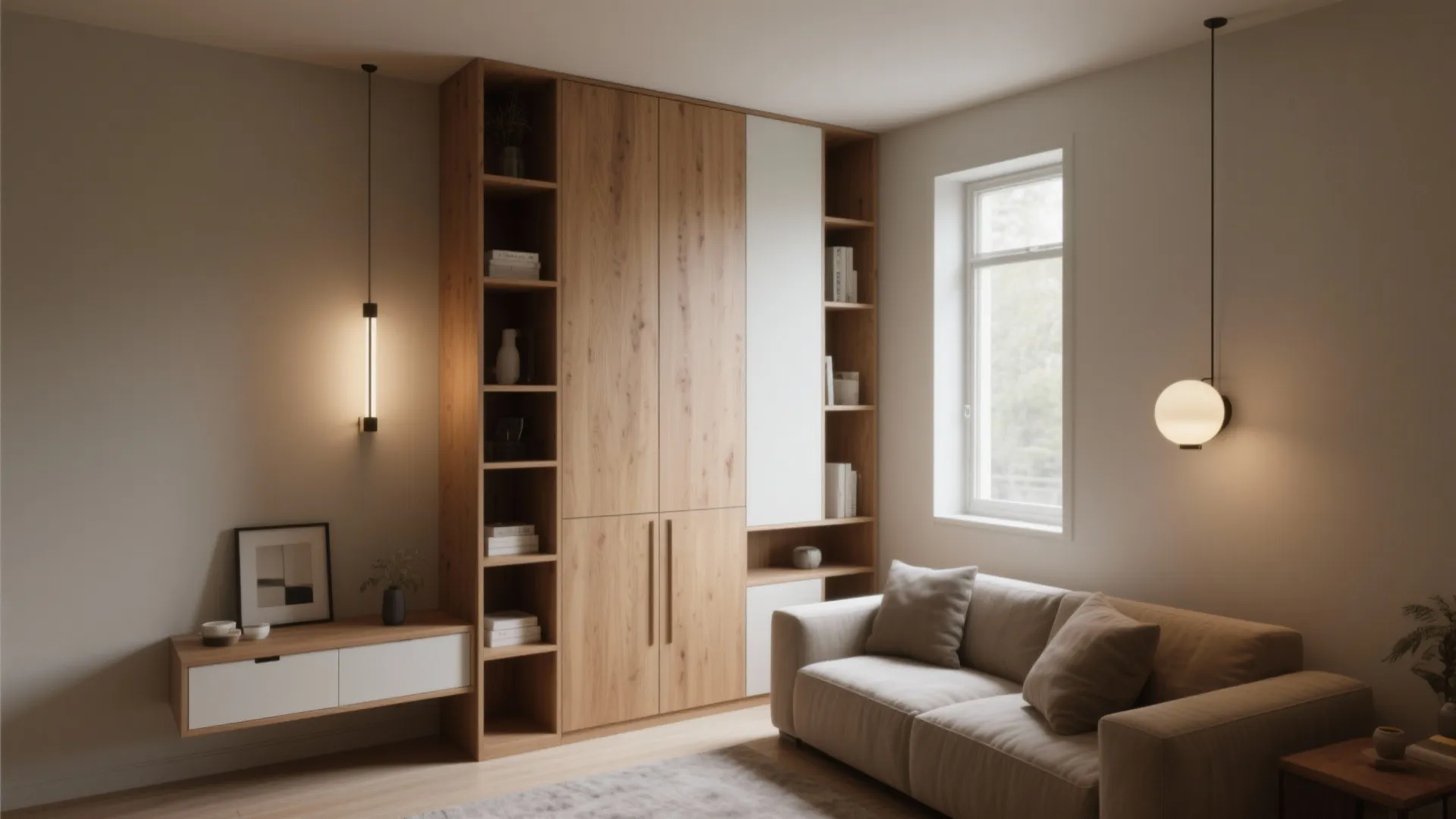 2. Use vertical storage and floating elements