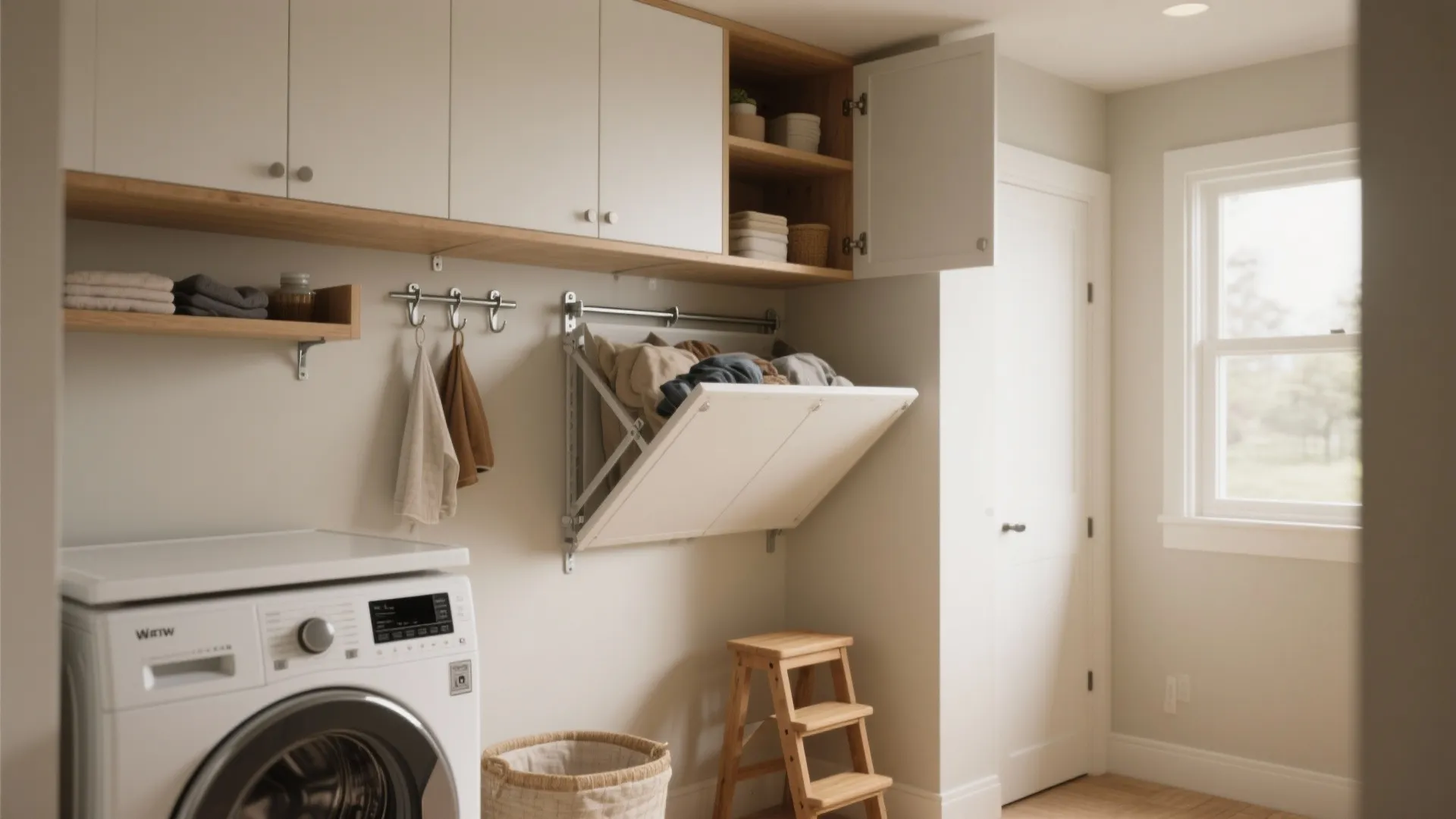 1. Go vertical: wall storage and folding shelves