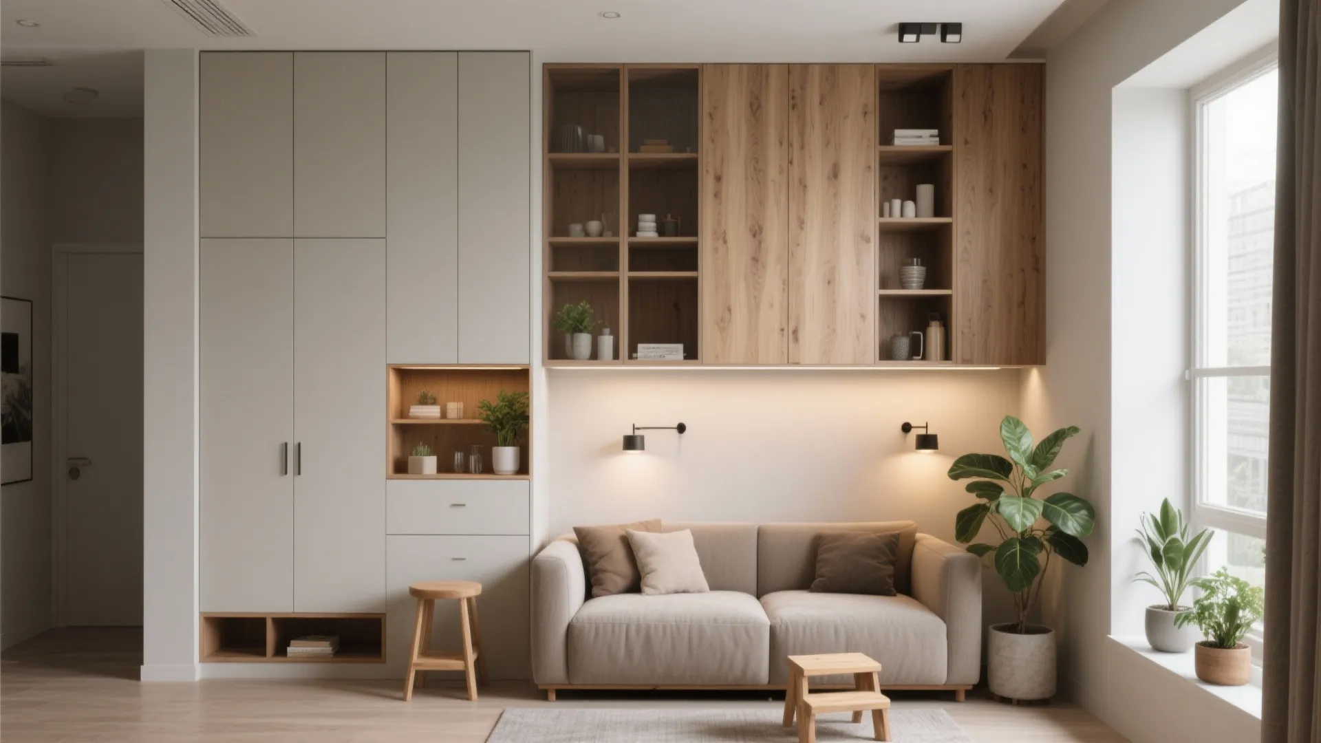 4. Vertical layers: storage up, seating down