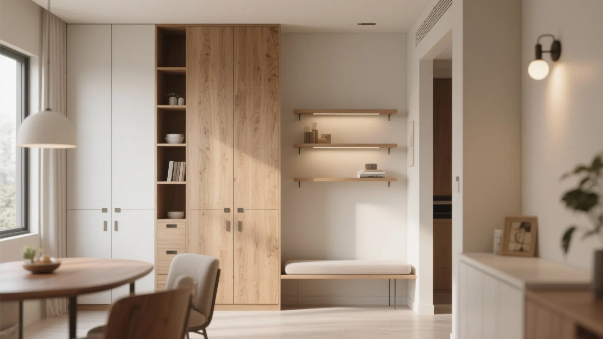 3. Go vertical with storage and seating