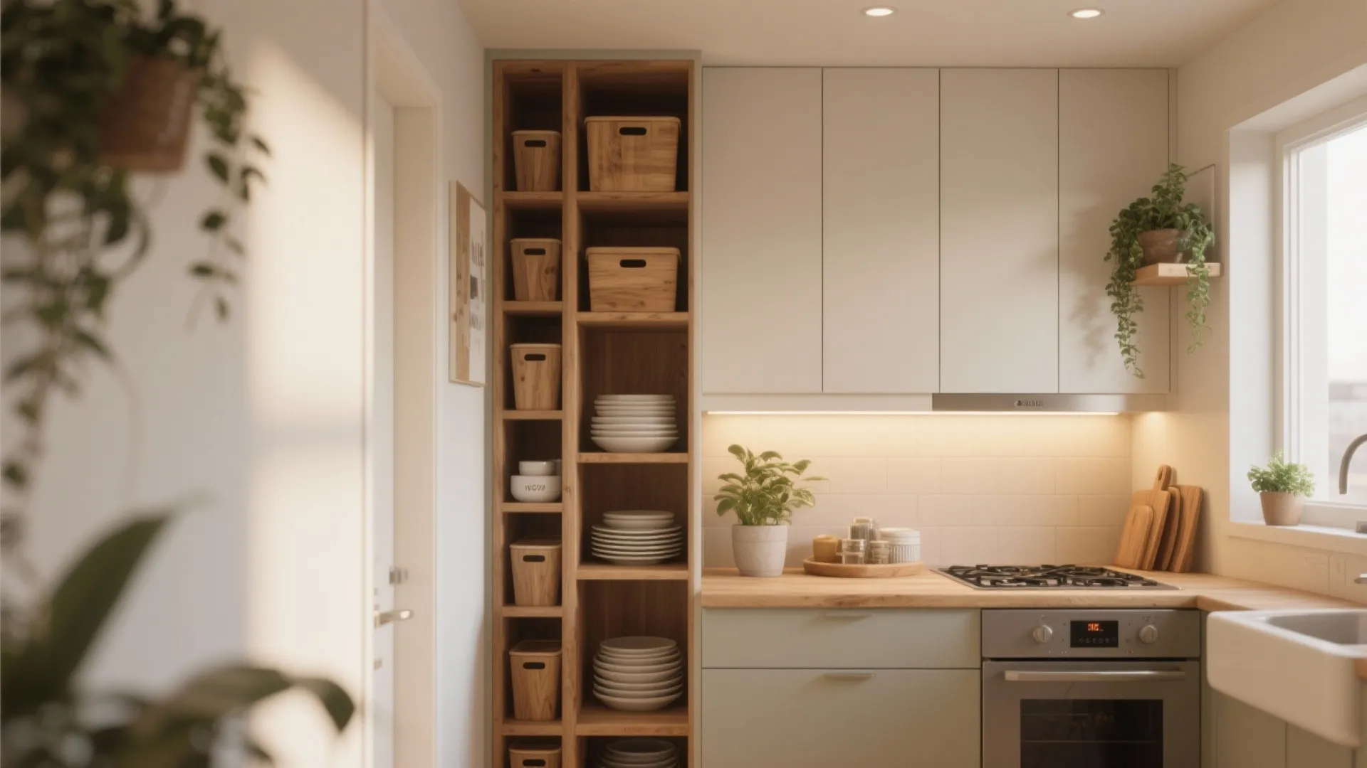 Tip 2: Prioritize vertical storage and open shelving