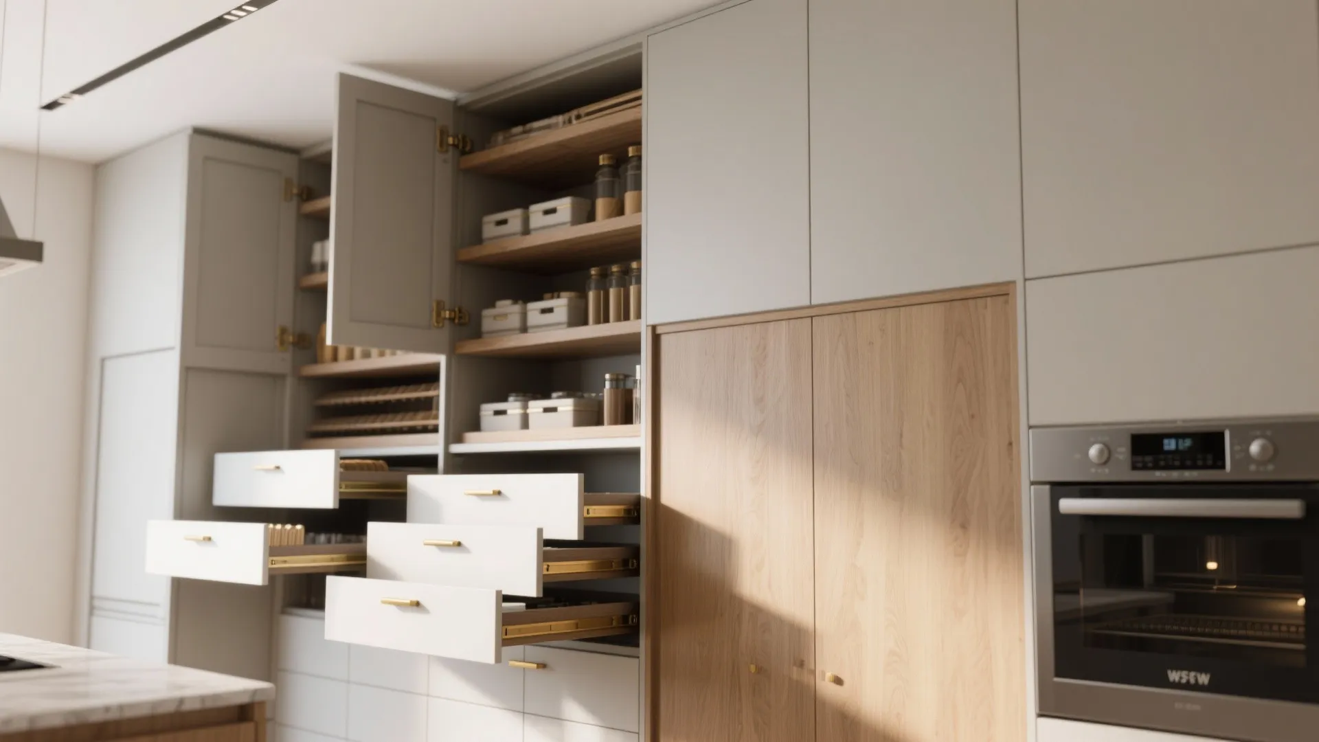 2. Vertical storage that hides messes