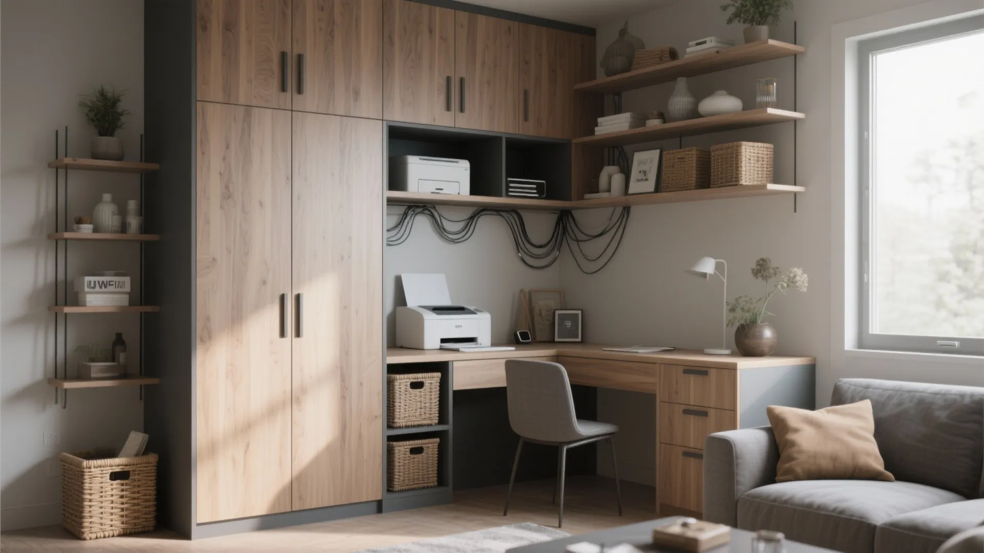 3. Use vertical storage and built-in shelves