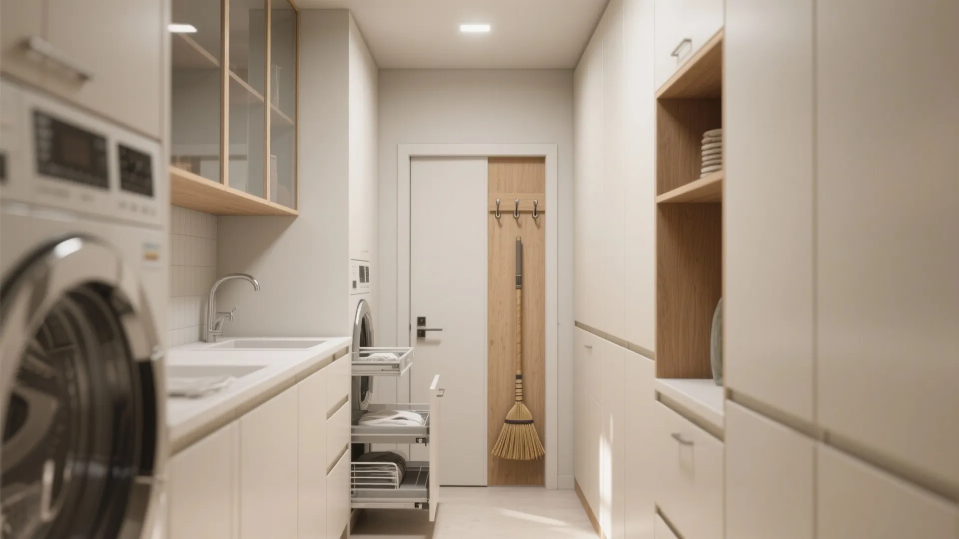 2. Vertical storage and sliding doors