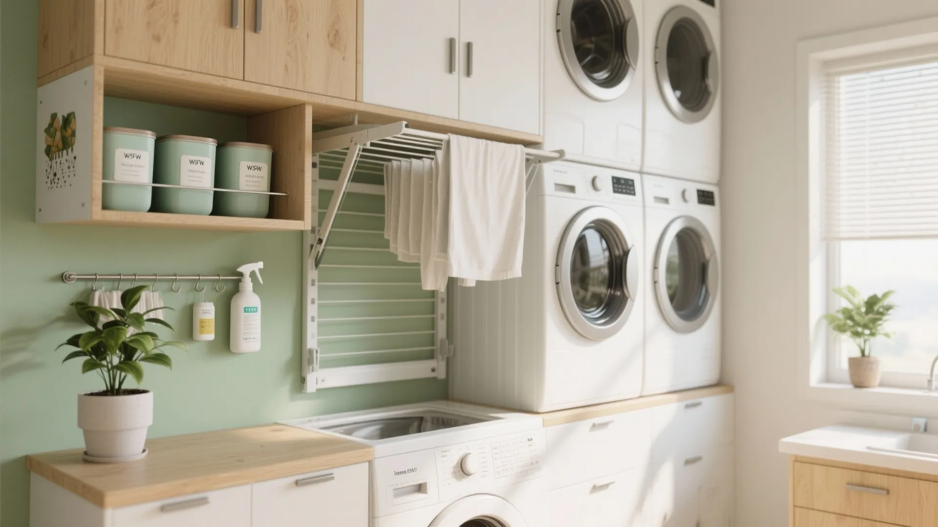 4. Multi-Task Walls: Vertical Drying & Slim Storage