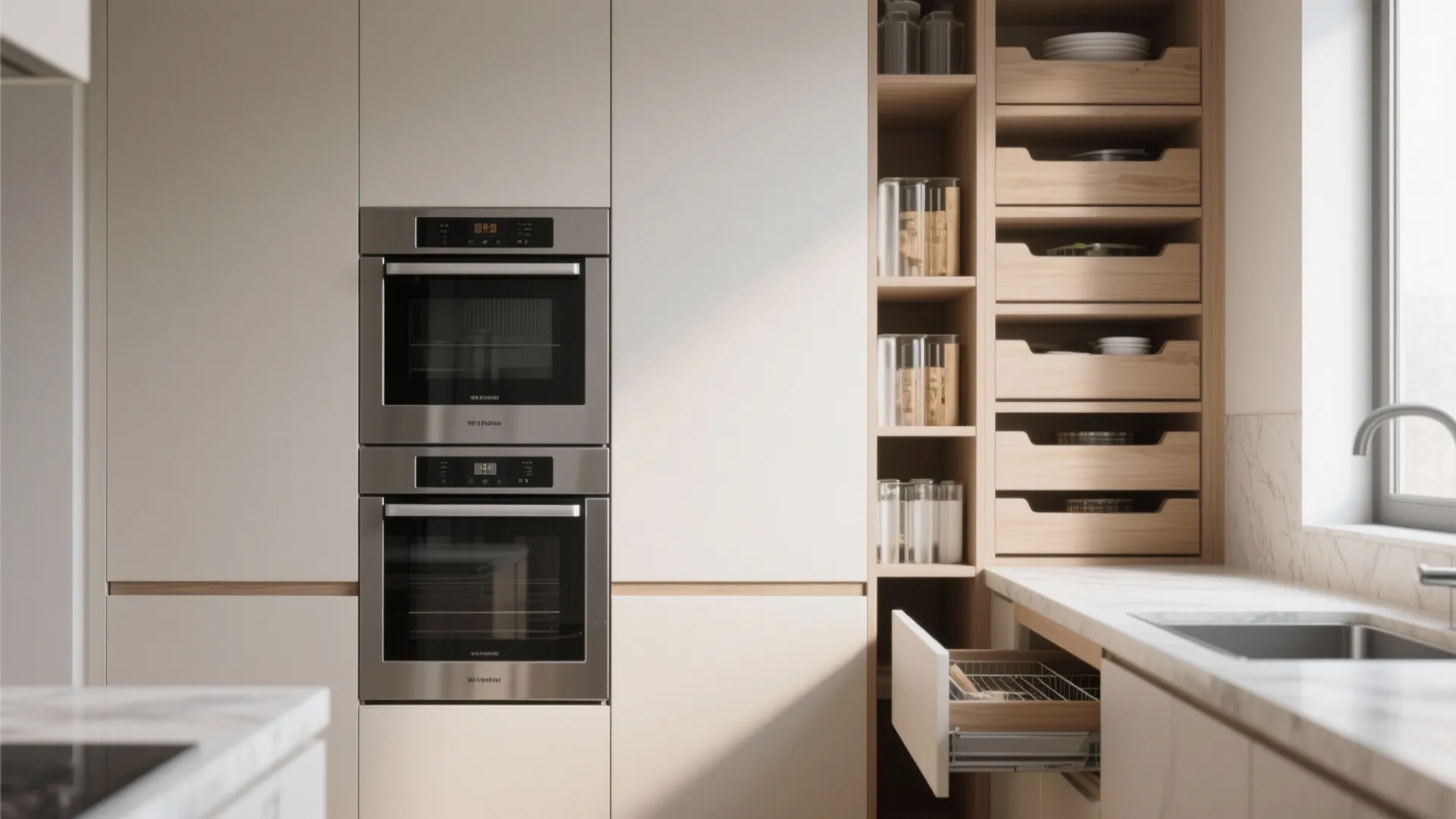 3. Vertical storage and integrated appliances