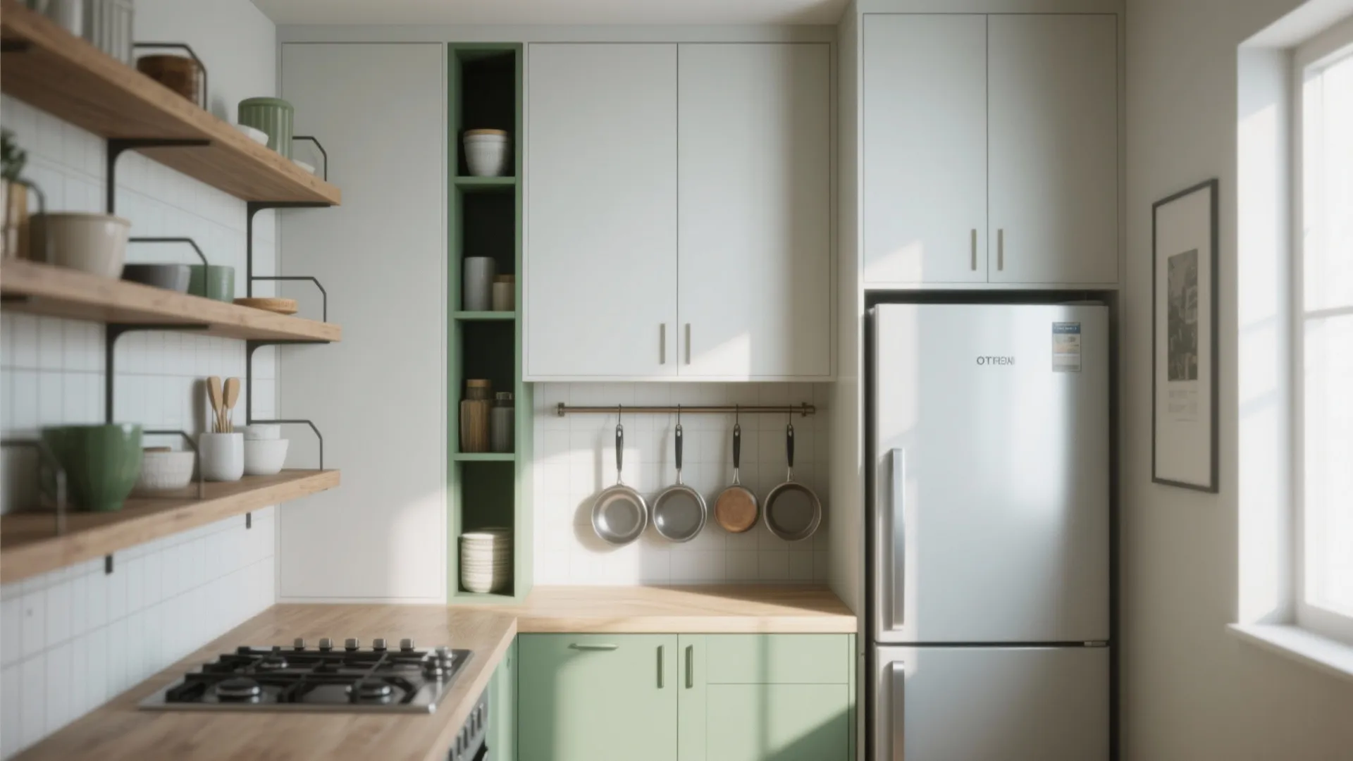 2. Vertical Storage and Open Shelving — make your walls work