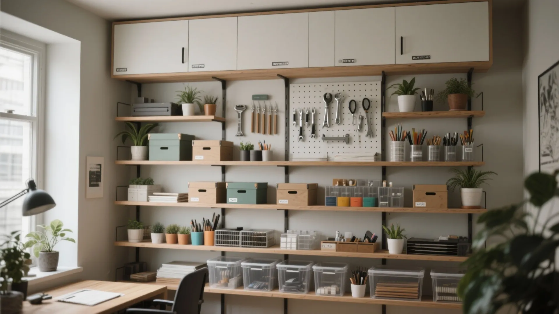 2. Vertical Storage Walls for Tools and Materials