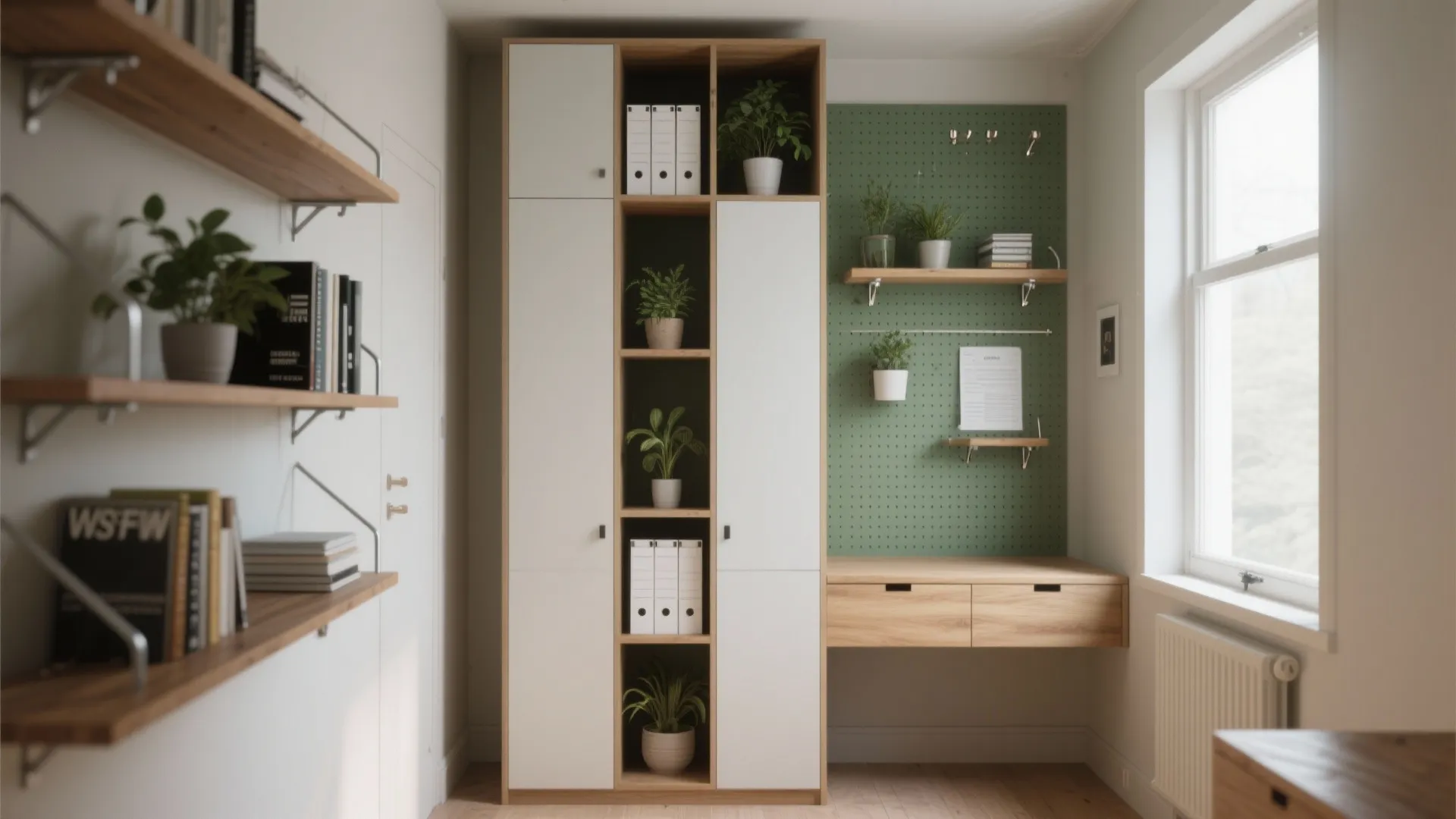 2. Vertical storage and open shelving