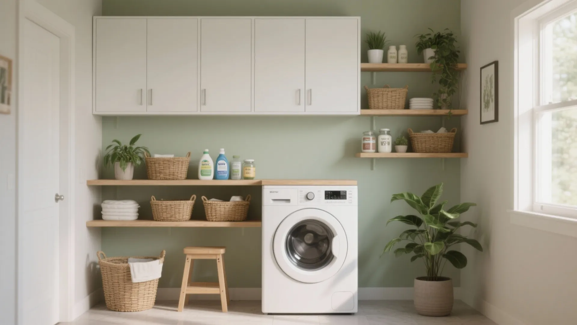 4. Vertical Storage: Open Shelves + Slim Cabinets