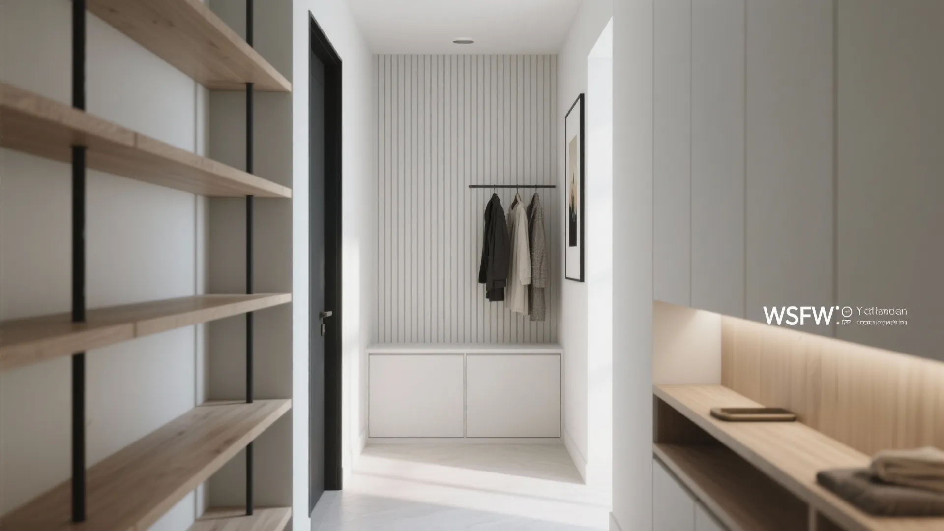 Vertical rhythm: tall storage, slim lines, and art hung high