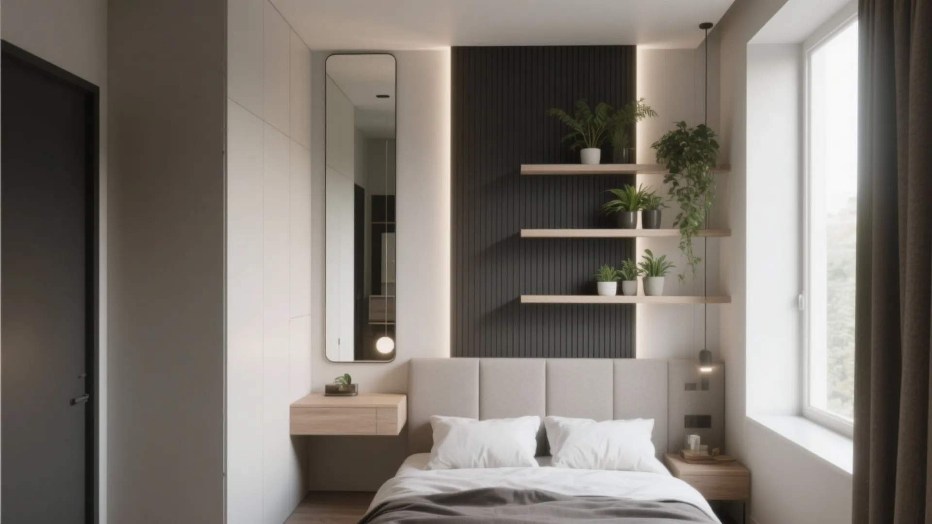 5. Go vertical: headboards, shelving, and mirrors