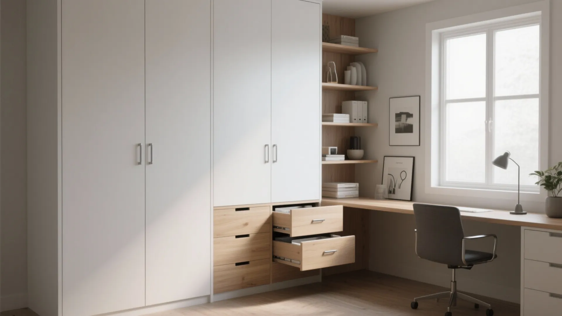 1. Vertical Storage and Hidden Cabinets