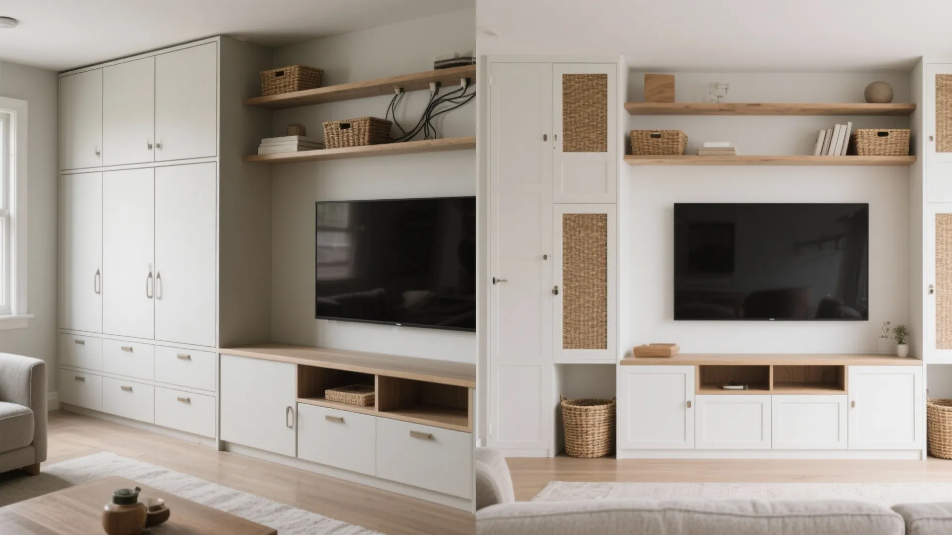 3) Vertical storage that hides and shows