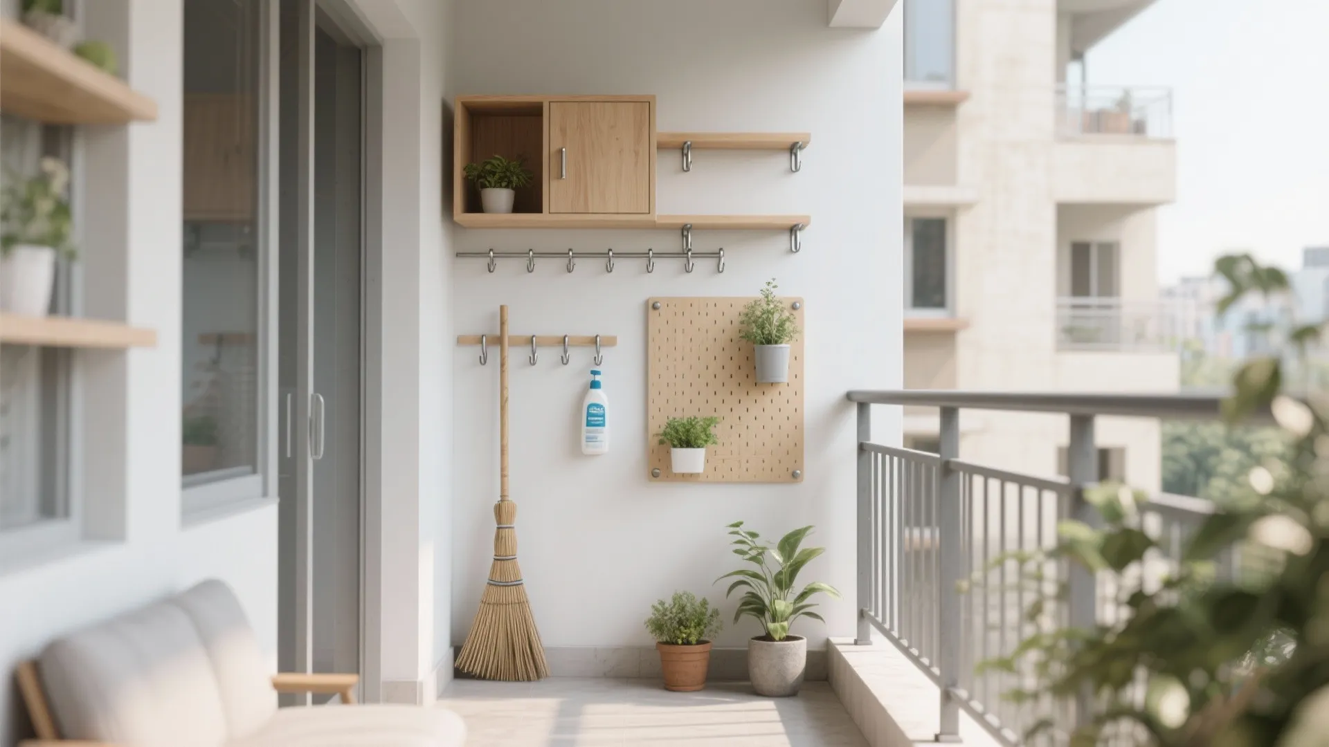 Minimalist balcony storage that breathes
