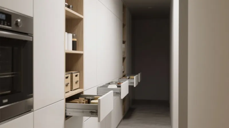 Modern Kitchen Storage Solutions with Pull-Out Drawers