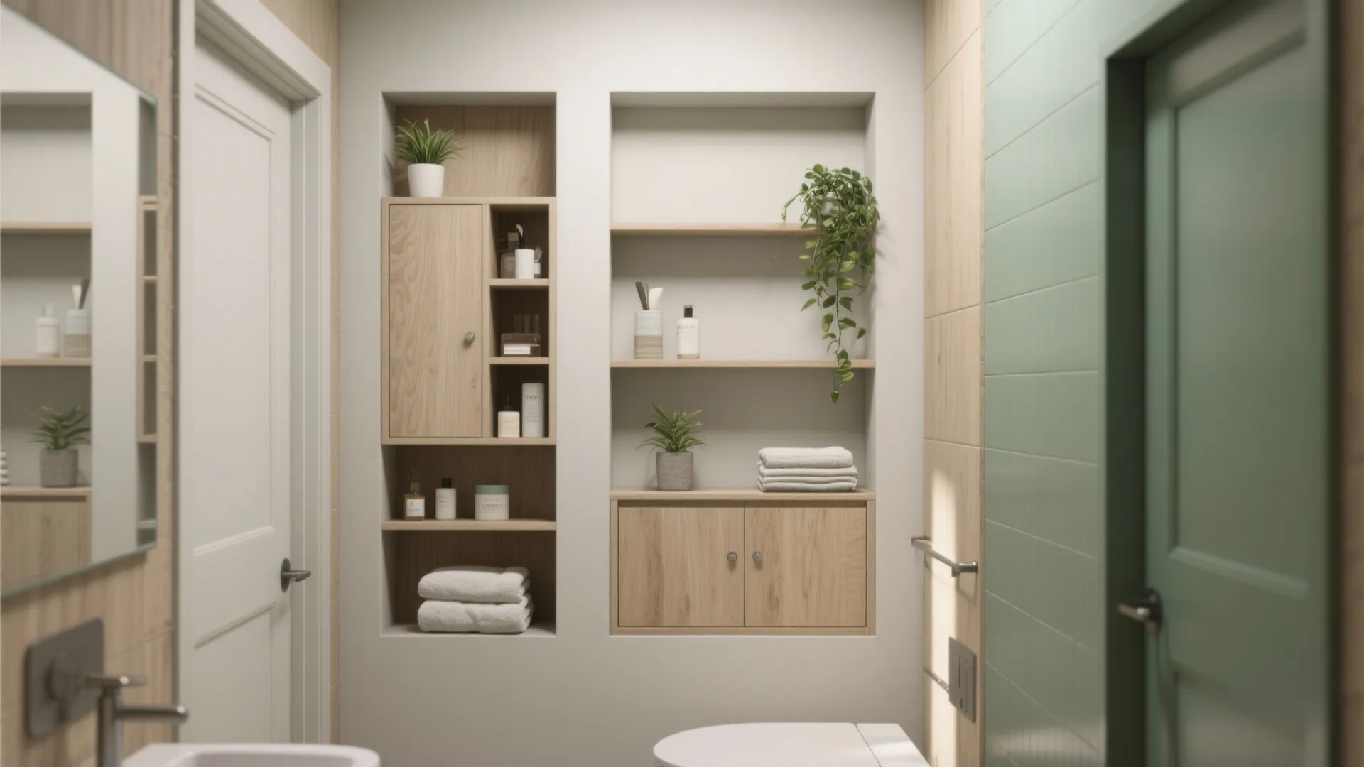 3. Vertical Storage Walls: Slim Shelves & Recesses