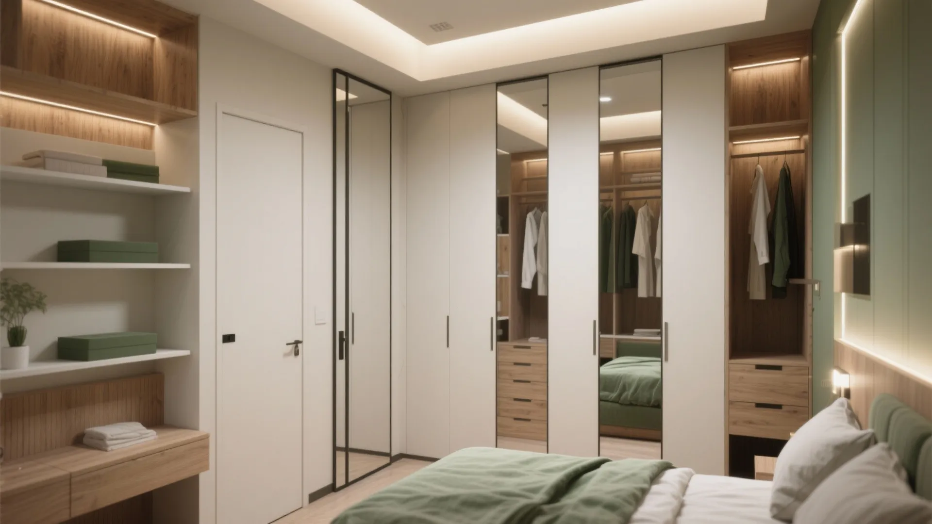 4. Use vertical storage and reflective surfaces